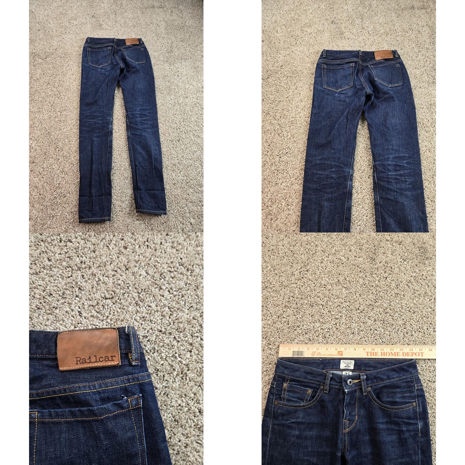 Railcar Fine Goods VINTAGE Railcar Skinny Jeans Womens Size 25 Blue Selvedge Low Rise Straight Leg USA Made Size 42" / US 20 - 8 Thumbnail