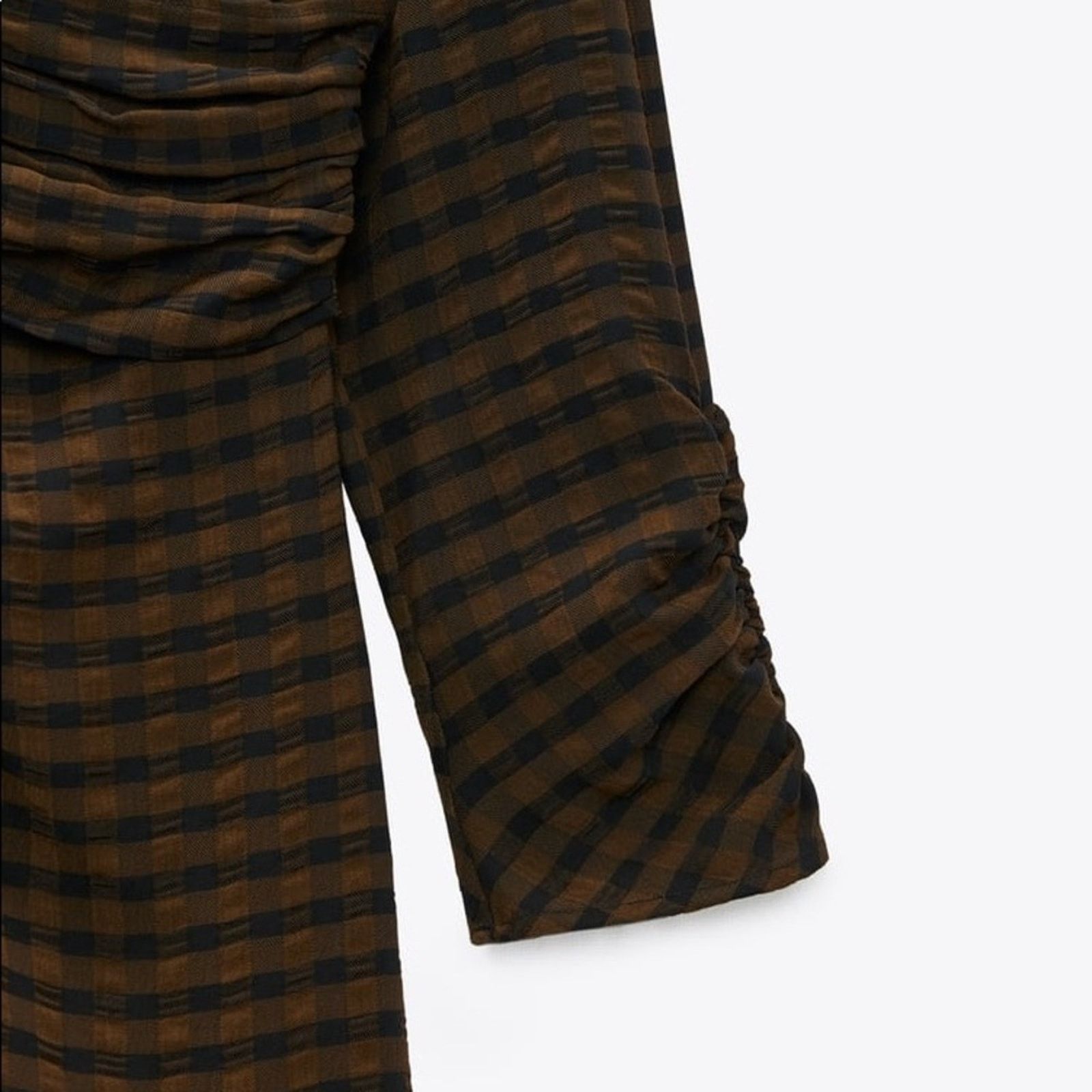 Zara ZARA DRAPED PLAID DRESS BLACK / GREEN Size XS / US 0-2 / IT 36-38 - 9 Thumbnail