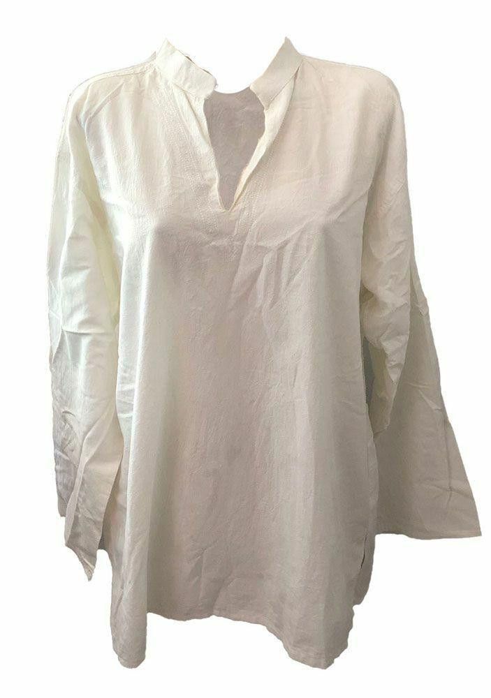 Designer Used White Hand Made Calico Embroidered Blouse XL Size XL / US 12-14 / IT 48-50 - 1 Thumbnail