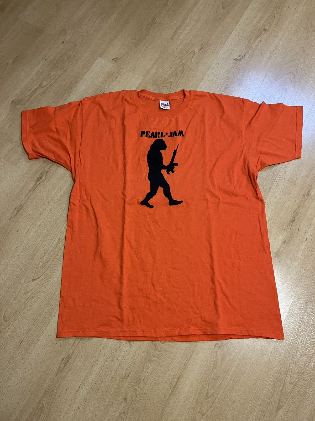 image of Pearl Jam Anvil Ape/man Show Vintage Tee in Orange, Men's (Size 2XL)