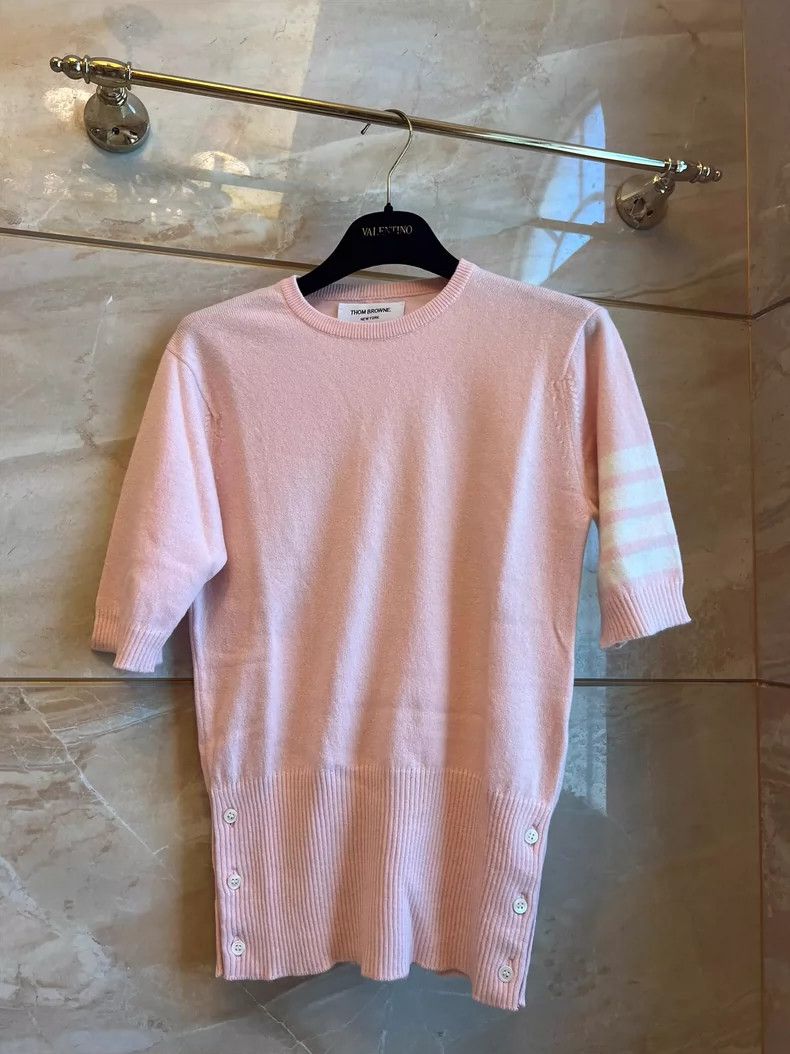 Thom Browne Thom Browne Pink Cashmere Sweater - dmc Size US XL / EU 56 / 4 - 1 Thumbnail