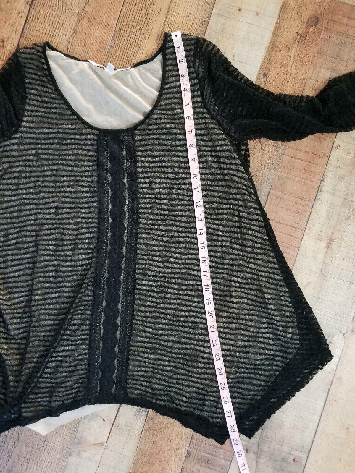 Designer Max Studio Top Medium Black Lace Long Sleeve Swing Blouse Size M / US 6-8 / IT 42-44 - 6 Thumbnail