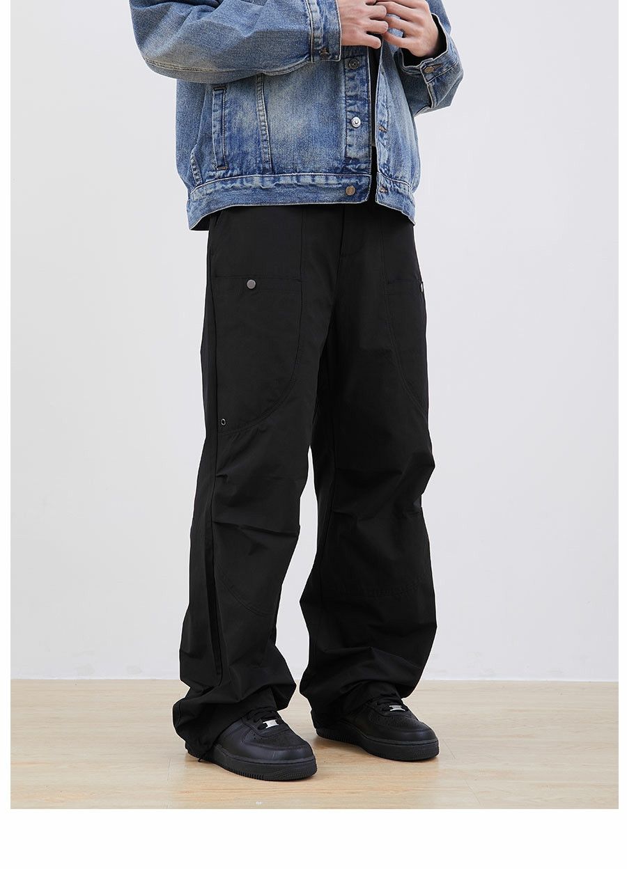 military utility cargo baggy pleated pants