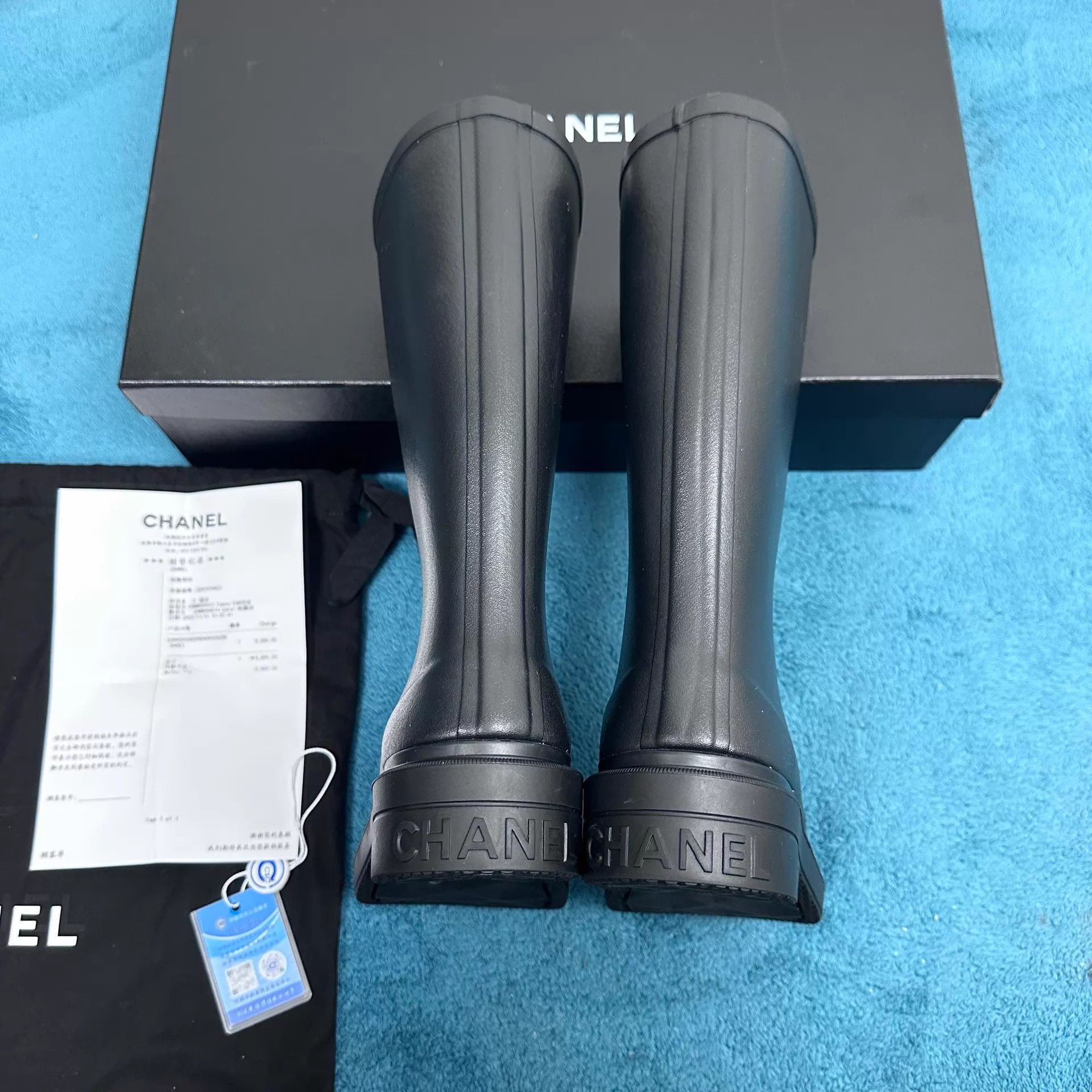 Chanel Chanel 25S Rubber Tall Boots Black EU35 Size US 4.5 / IT 34.5 - 4 Thumbnail