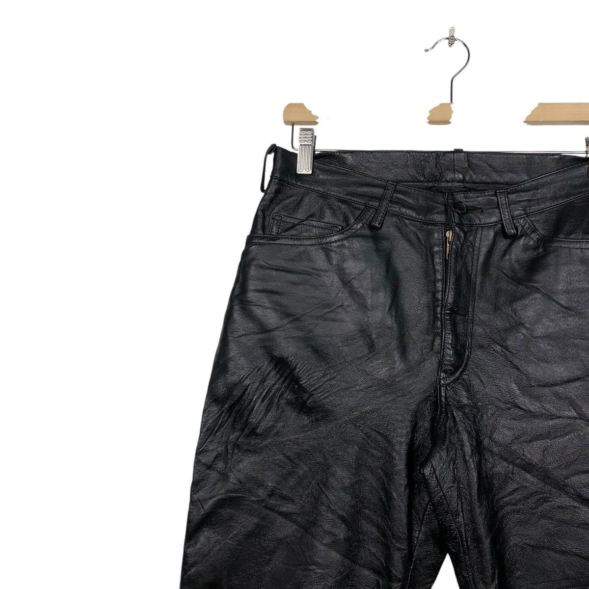Genuine Leather × Japanese Brand × Vintage 🔥VINTAGE BIKER GENUINE LEATHER PANTS VOLCANO ISSEY MIYAKE Size US 30 / EU 46 - 7 Thumbnail