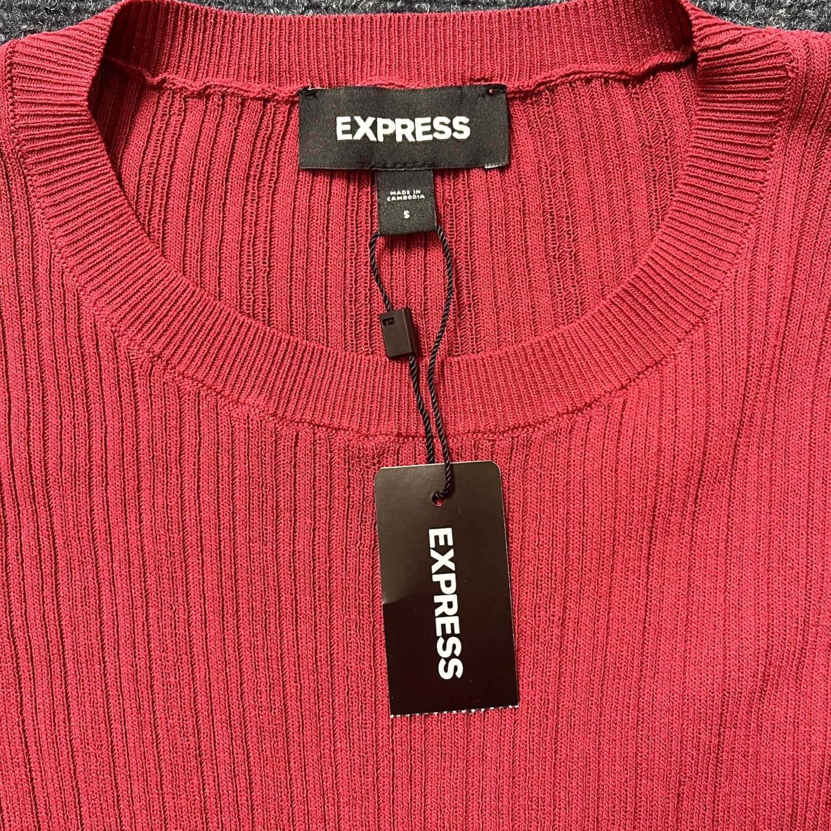 Express Express Sweater Womens Small Red Ribbed Knit Crew Neck Pullover Stretch Top Size S / US 4 / IT 40 - 3 Thumbnail