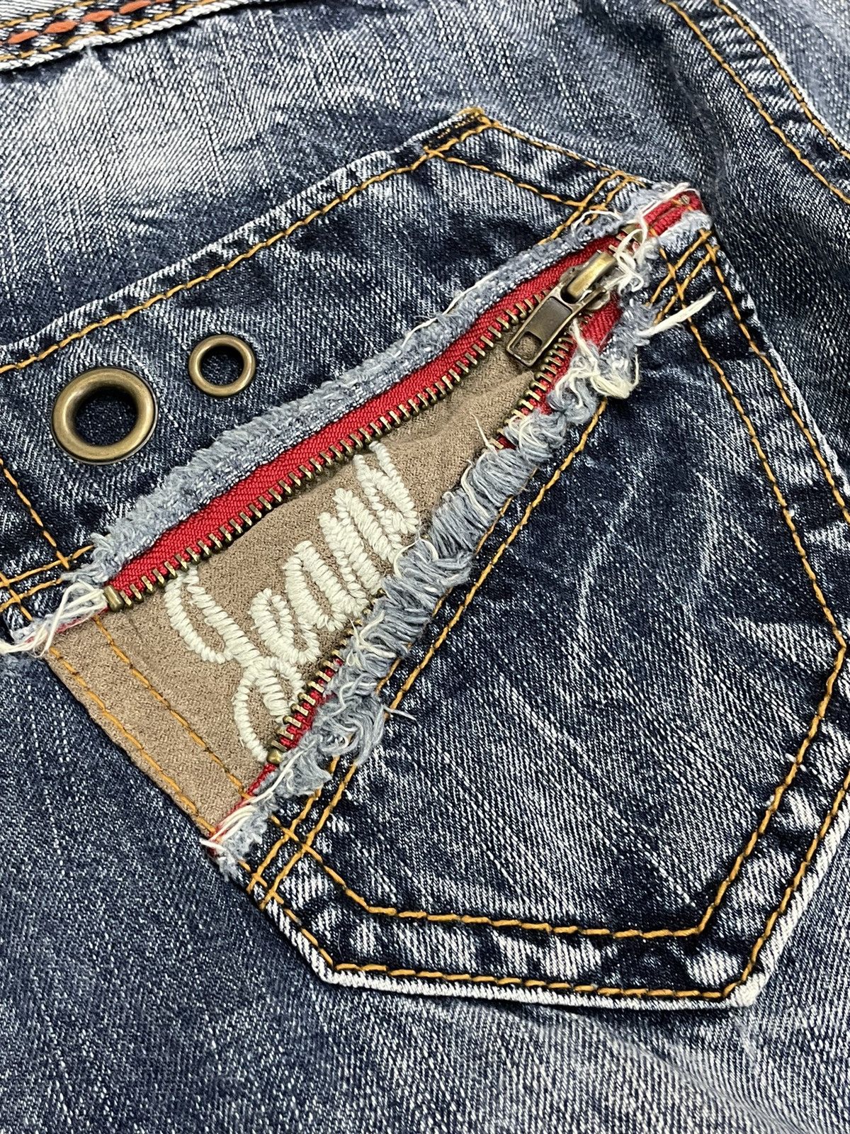 Japanese Brand Villand Crazy Lightning Whisker Design Pocket Heavy Stich Size US 31 - 18 Thumbnail