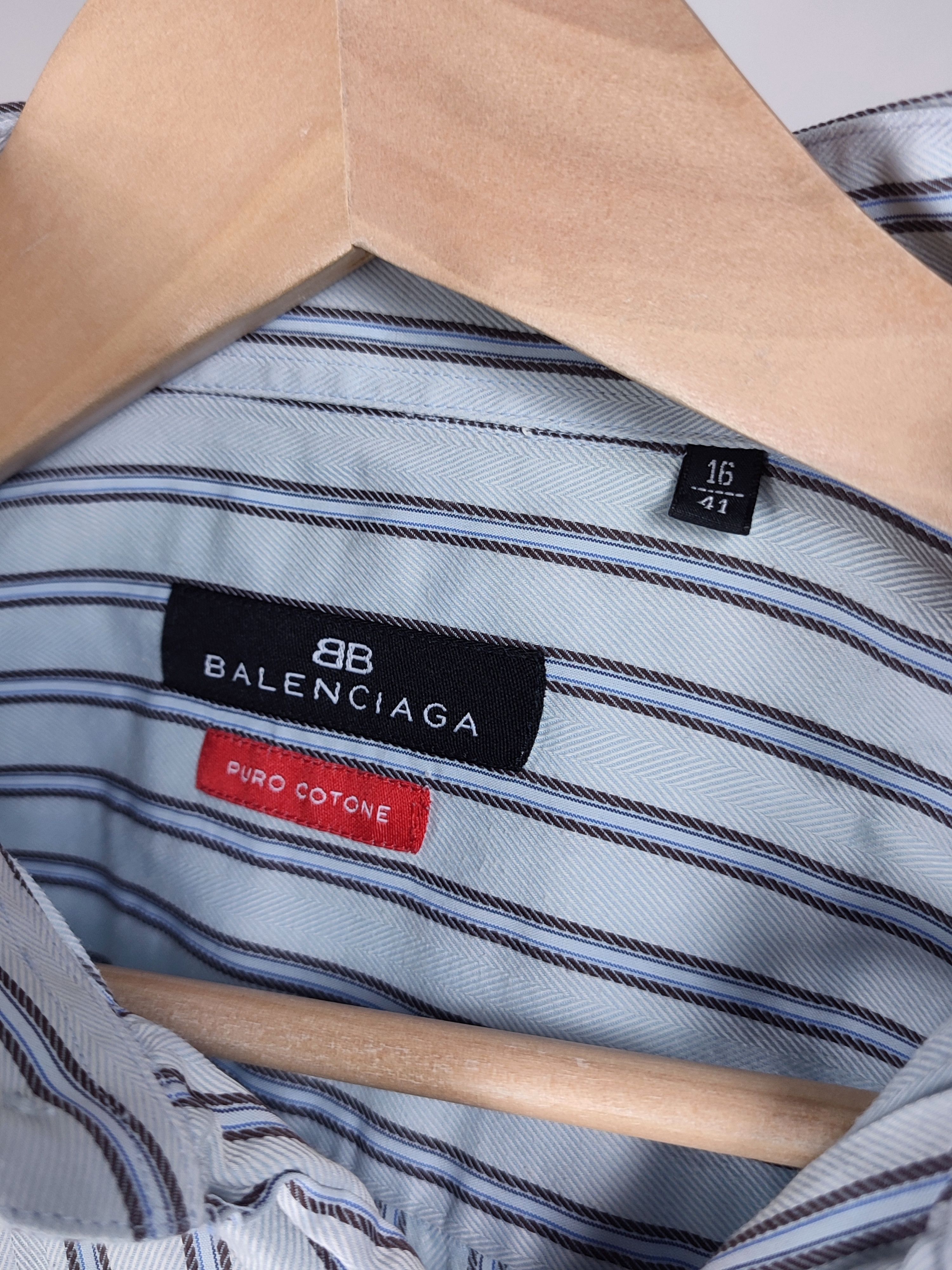 Balenciaga Balenciaga BB logo stripe vintage shirt Size US L / EU 52-54 / 3 - 10 Thumbnail