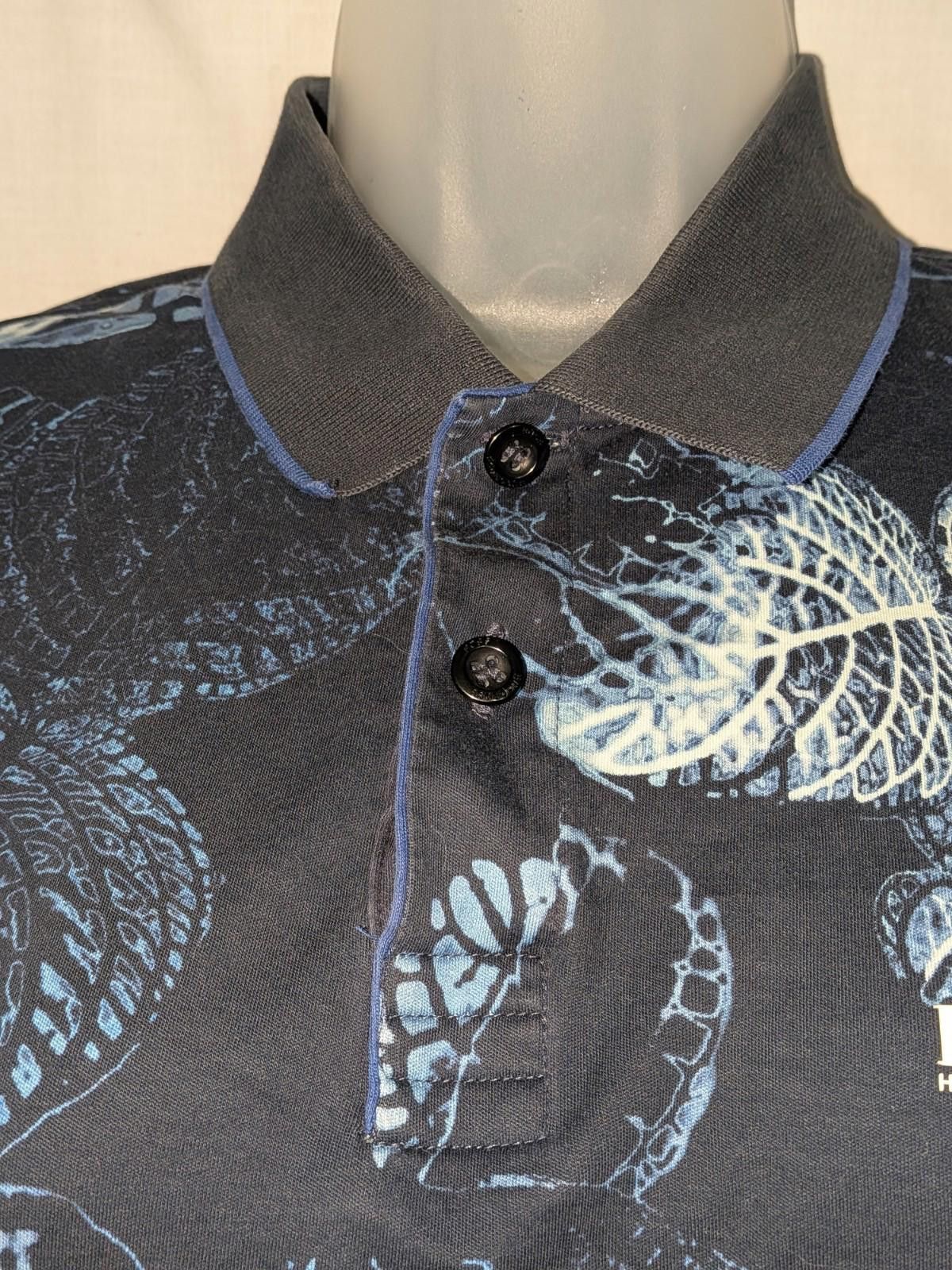Hugo Boss HUGO BOSS Leaf-print Men's Paddy 6 Short Sleeve Polo In Blau Size US M / EU 48-50 / 2 - 4 Thumbnail