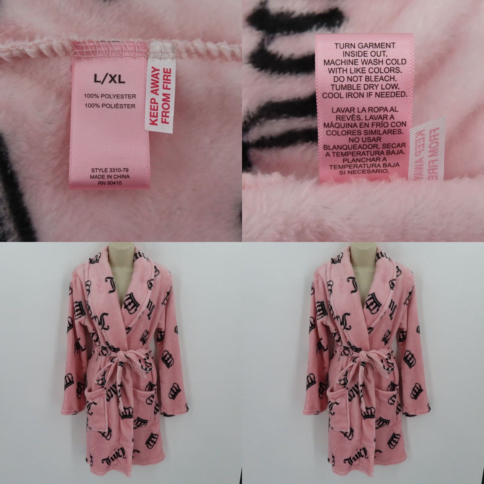 Juicy Couture Juicy Couture Women's L/XL Pink Logo Crown Plush Robe NEW User: Juicy Couture Women's L/XL Pink Logo Crown Plush Robe NEW Size ONE SIZE - 8 Thumbnail