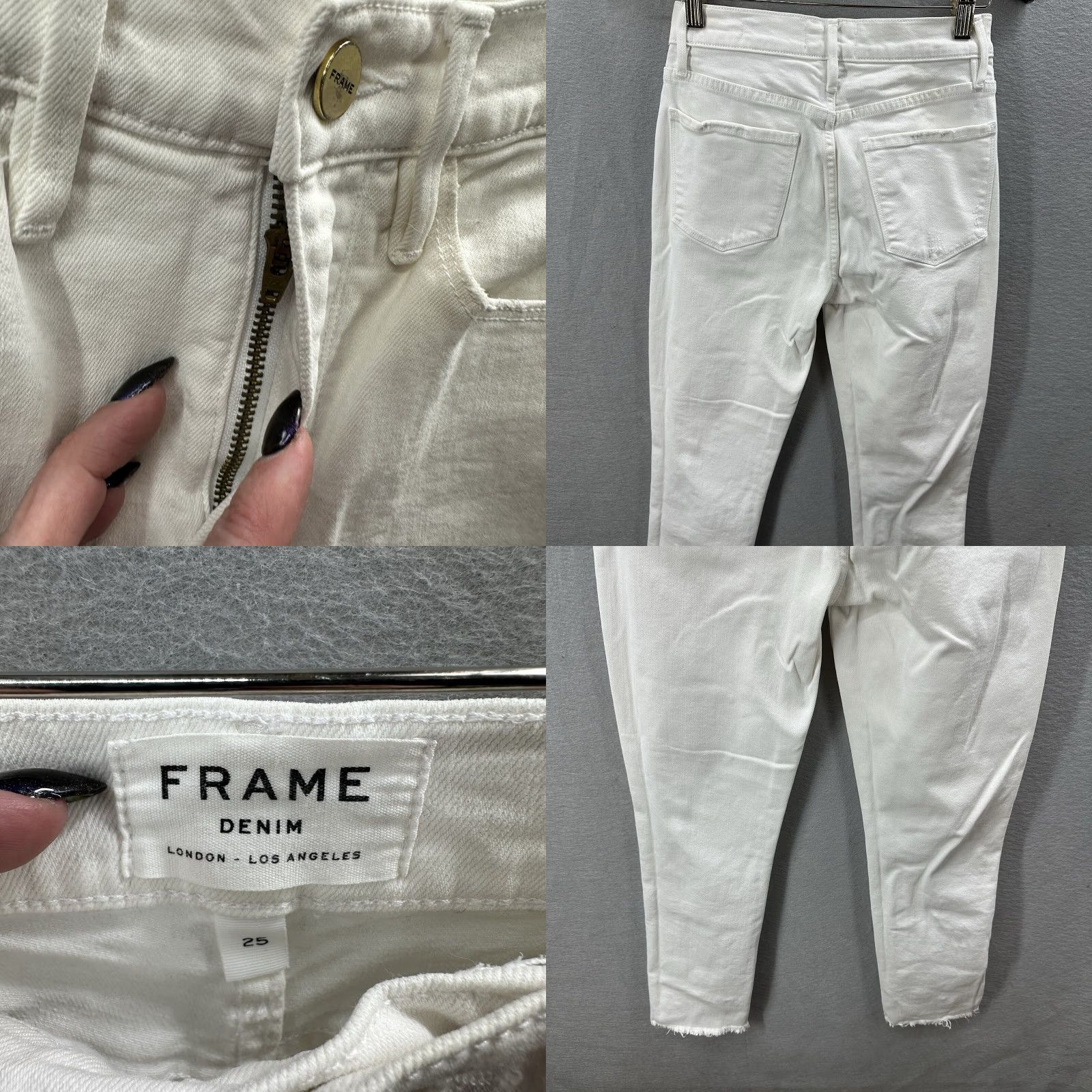 Frame FRAME Le Sylvie High Rise Capri Cropped Jeans Women 25 Regular White Denim 90s Preppy Womens Size 42" / US 20 - 8 Thumbnail