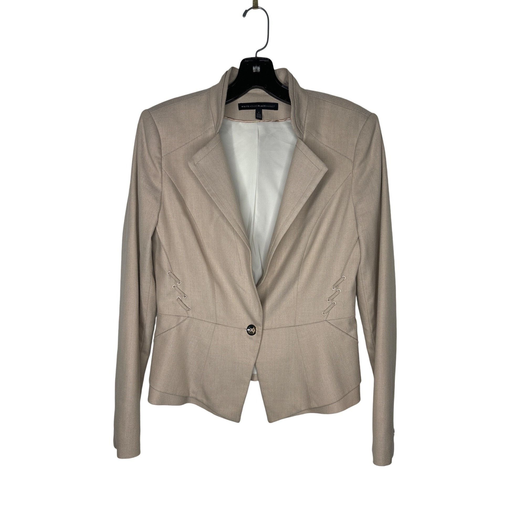 White House Black Market WHITE HOUSE BLACK MARKET WOMEN'S LIGHT TAUPE FITTED PEPLUM B Size S / US 4 / IT 40 - 1 Thumbnail