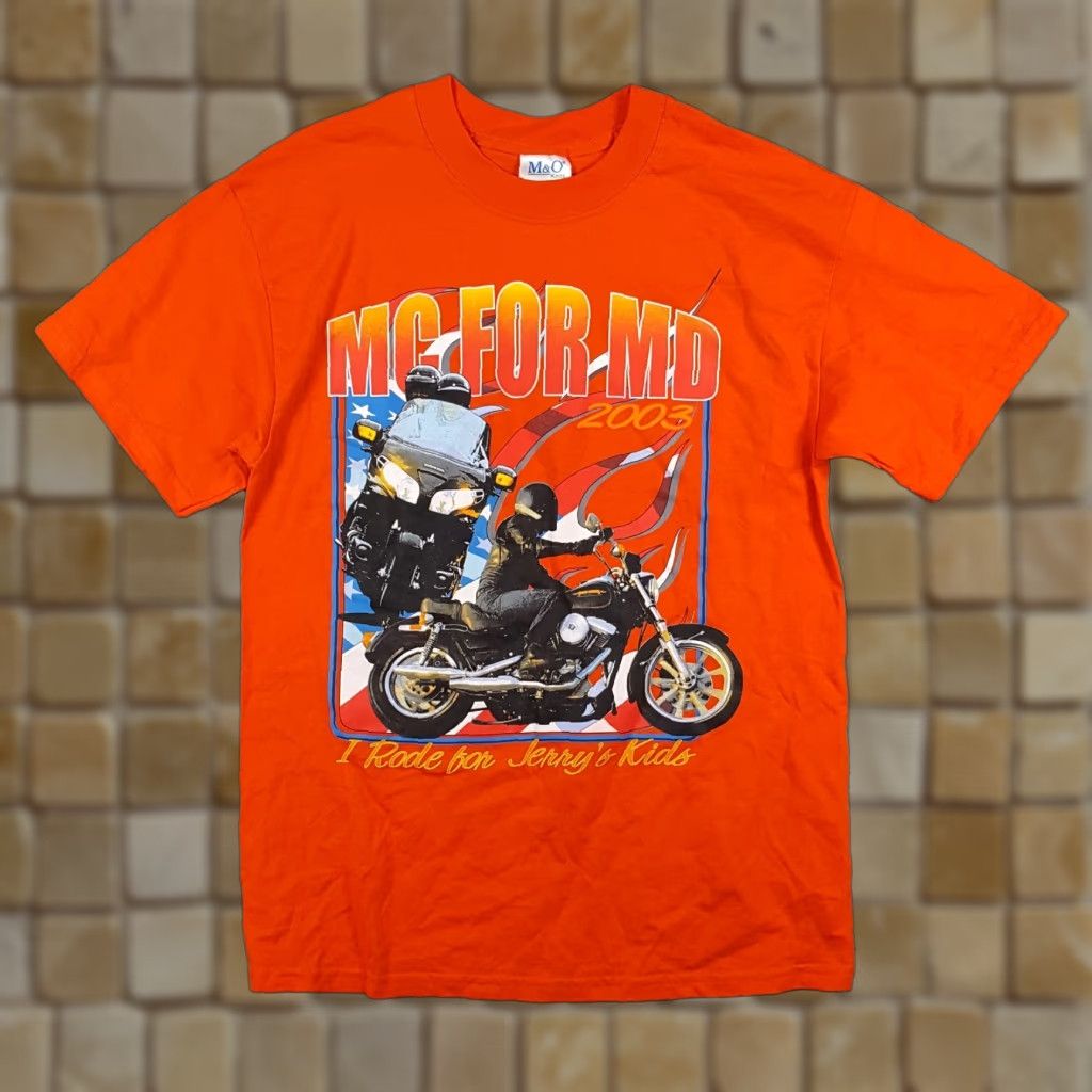Etro VINTAGE M&O KNITS Men's T-Shirt 90s Biker Motorcycle Grunge Y2K Retro Orange Medium Size US M / EU 48-50 / 2 - 1 Thumbnail
