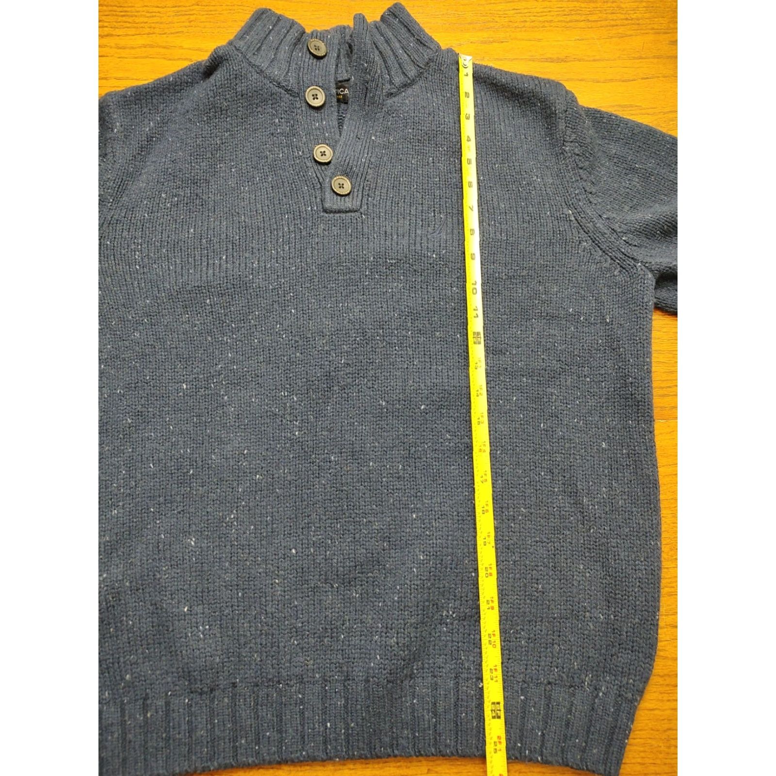 Nautica Nautica Mens Navy Button Mock Neck Wool Blend Sweater XL Blue Classic Pullover Winter Fall Spring Size US XL / EU 56 / 4 - 7 Thumbnail