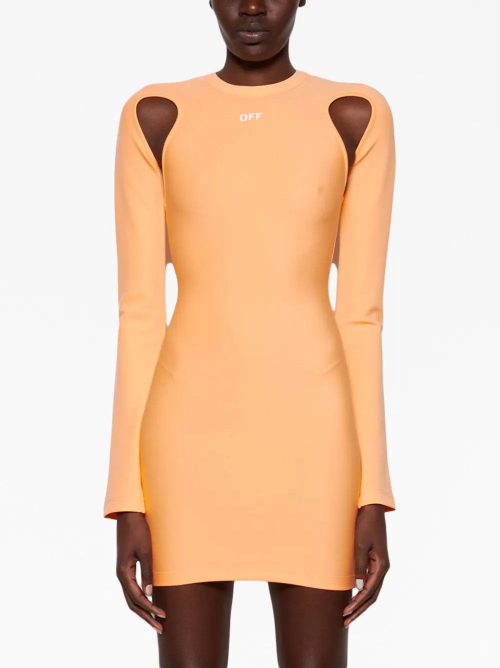 Off-White o1gr1nt0425 Sleek Cut Out L/S Mini Dress in Peach Orange Size XS / US 0-2 / IT 36-38 - 2 Thumbnail