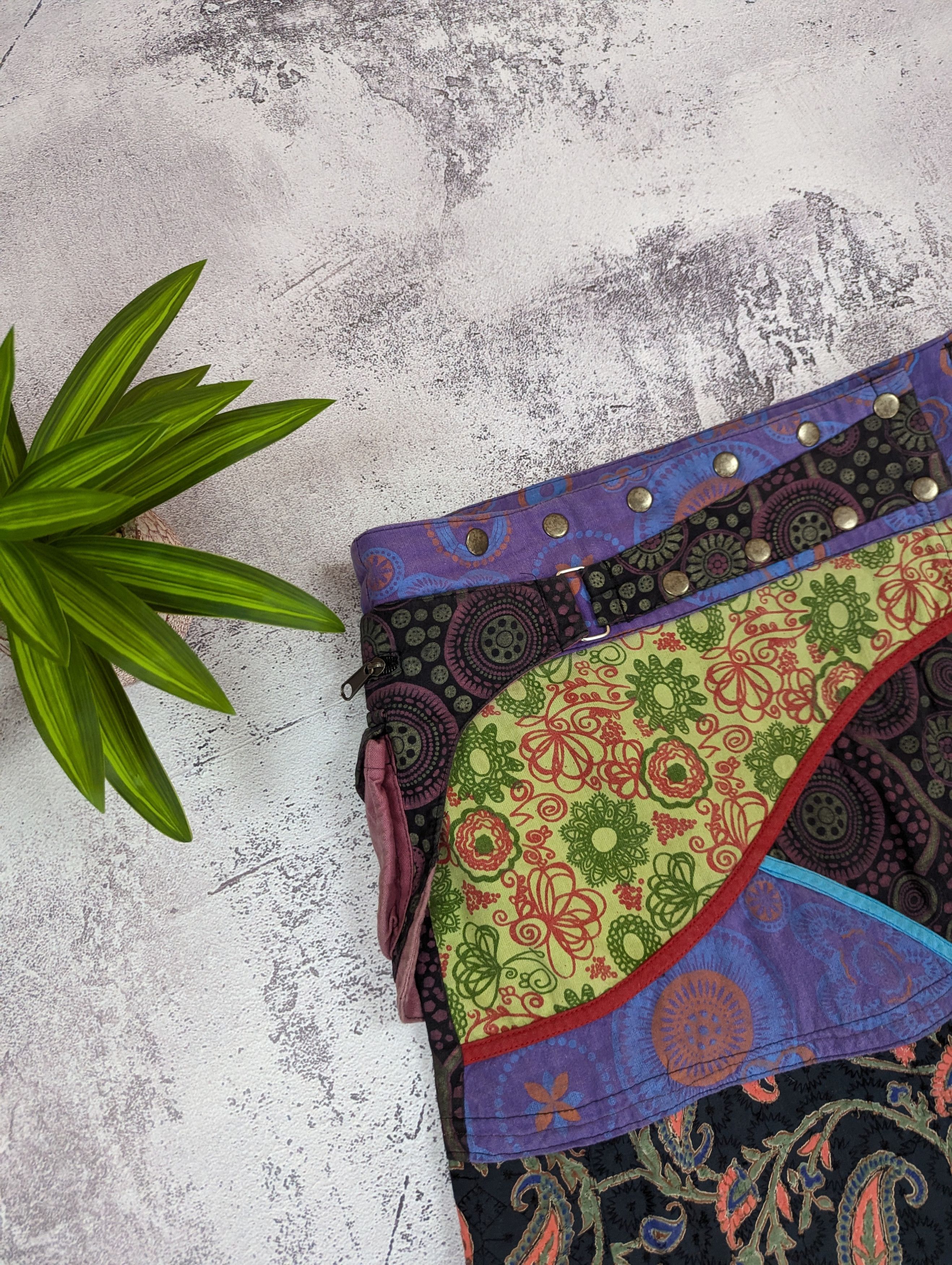 Japanese Brand VTG Japanese Patchwork Wrap Skirt Boho Fairy M/L Size 31" - 6 Thumbnail