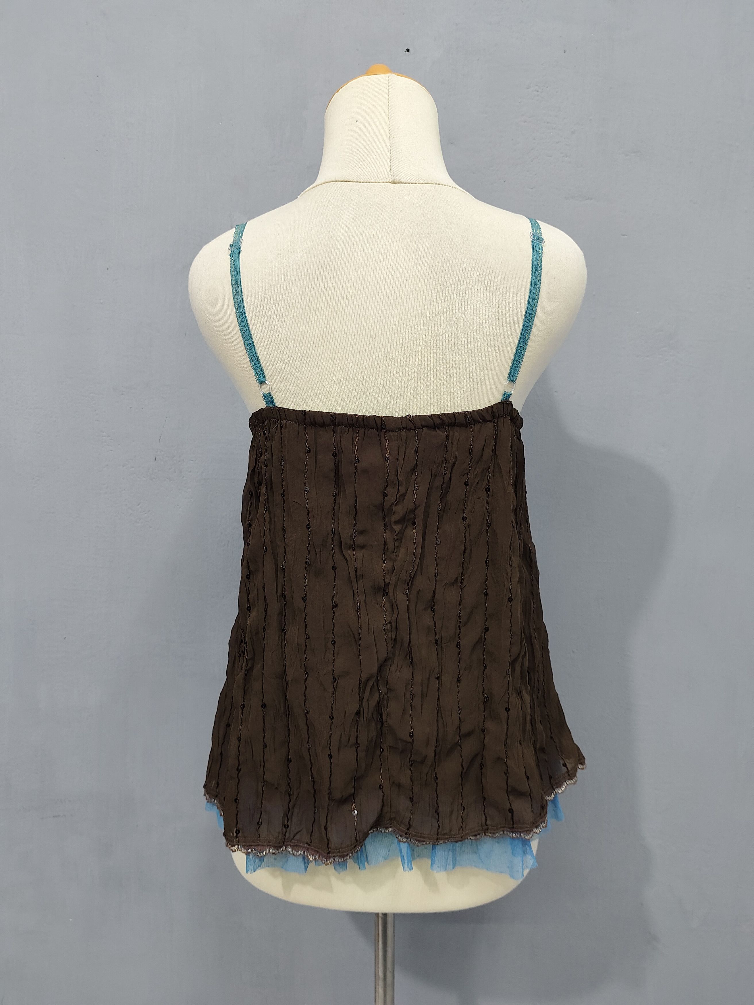 Japanese Brand 2000s Gleeful🇯🇵 Sheer Chiffon Sequin Lace Layered Babydoll Size M / US 6-8 / IT 42-44 - 4 Thumbnail