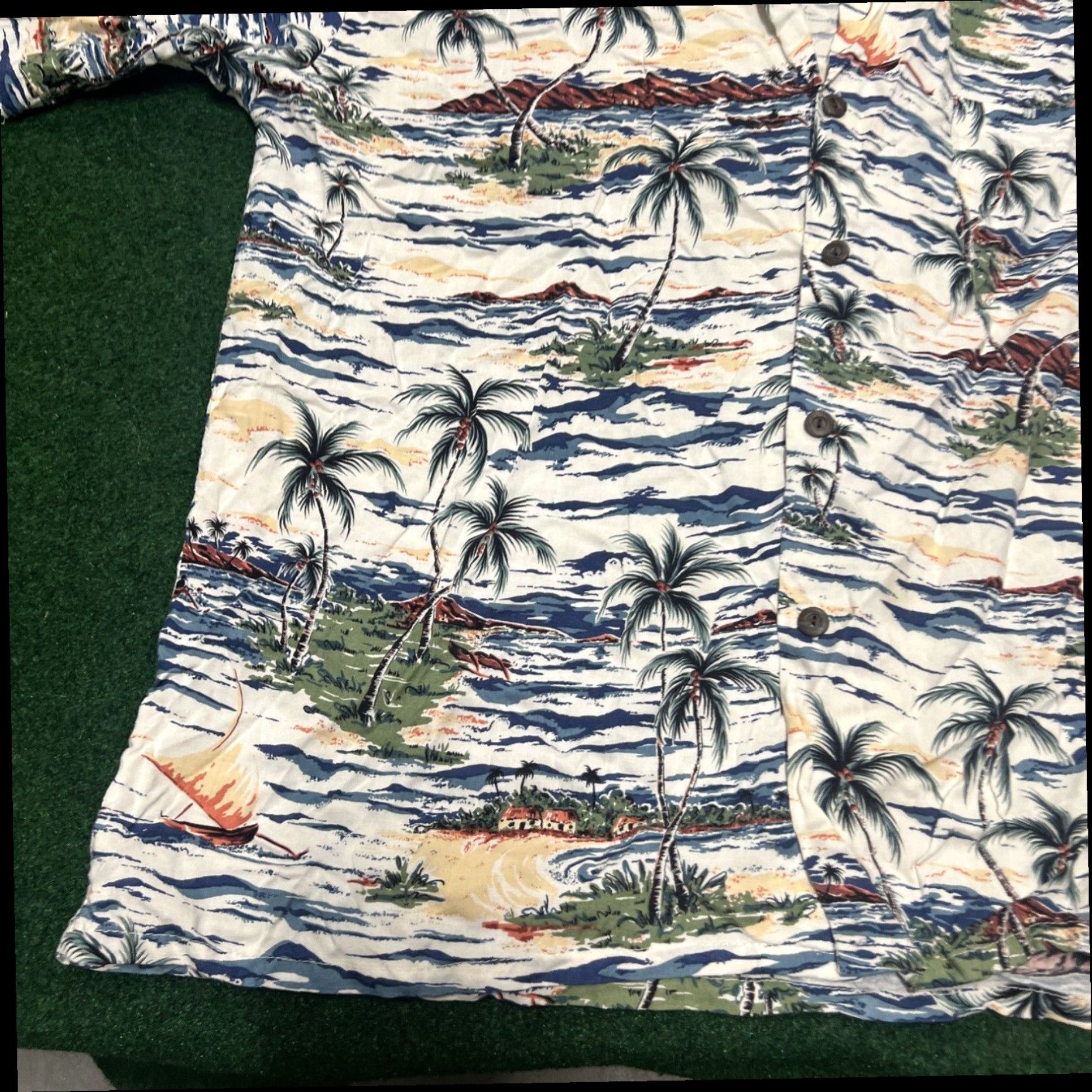 Vintage Vintage 90s Ocean Current Button Hawiaan Shirt Sz Large Beach Trees Boats Summer Size US L / EU 52-54 / 3 - 2 Thumbnail