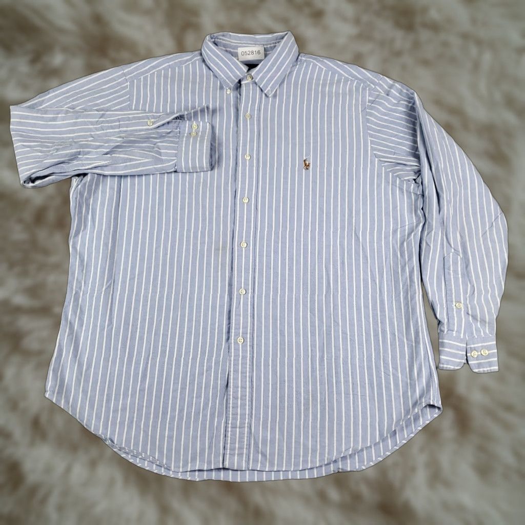 Ralph Lauren Ralph Lauren Dress Shirt Mens Size 17 Blue Striped Button Down Long Sleeve Classic Size 46R - 1 Thumbnail