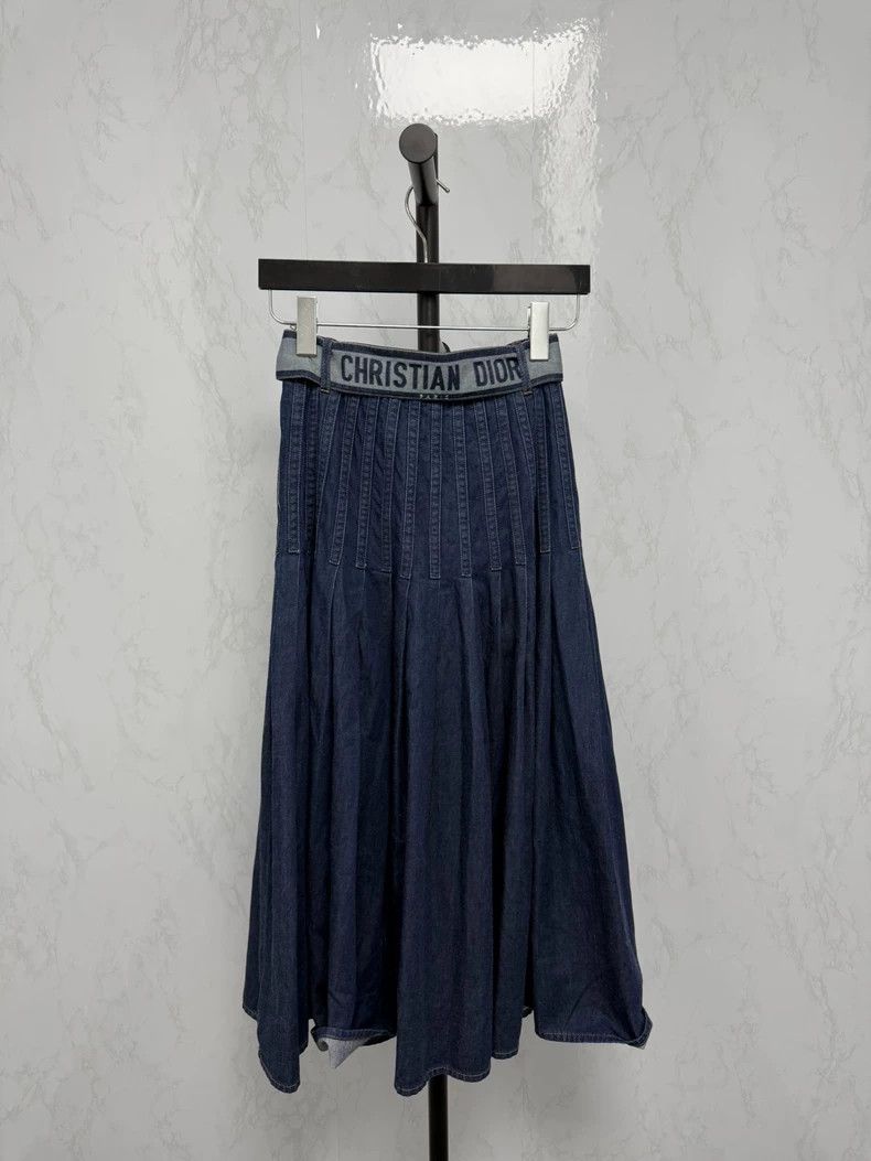 Dior Dior Classic slogan belt pleated denim skirt Size 42" / US 20 - 2 Thumbnail