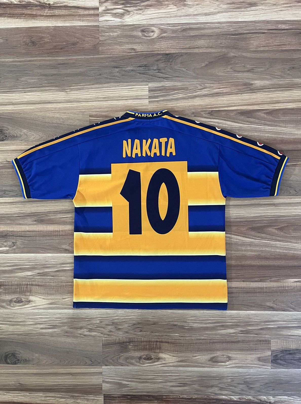 image of Champion x Vintage 2001-02 Parma Nakata Home Kit in Blue/Yellow, Men's (Size Small)