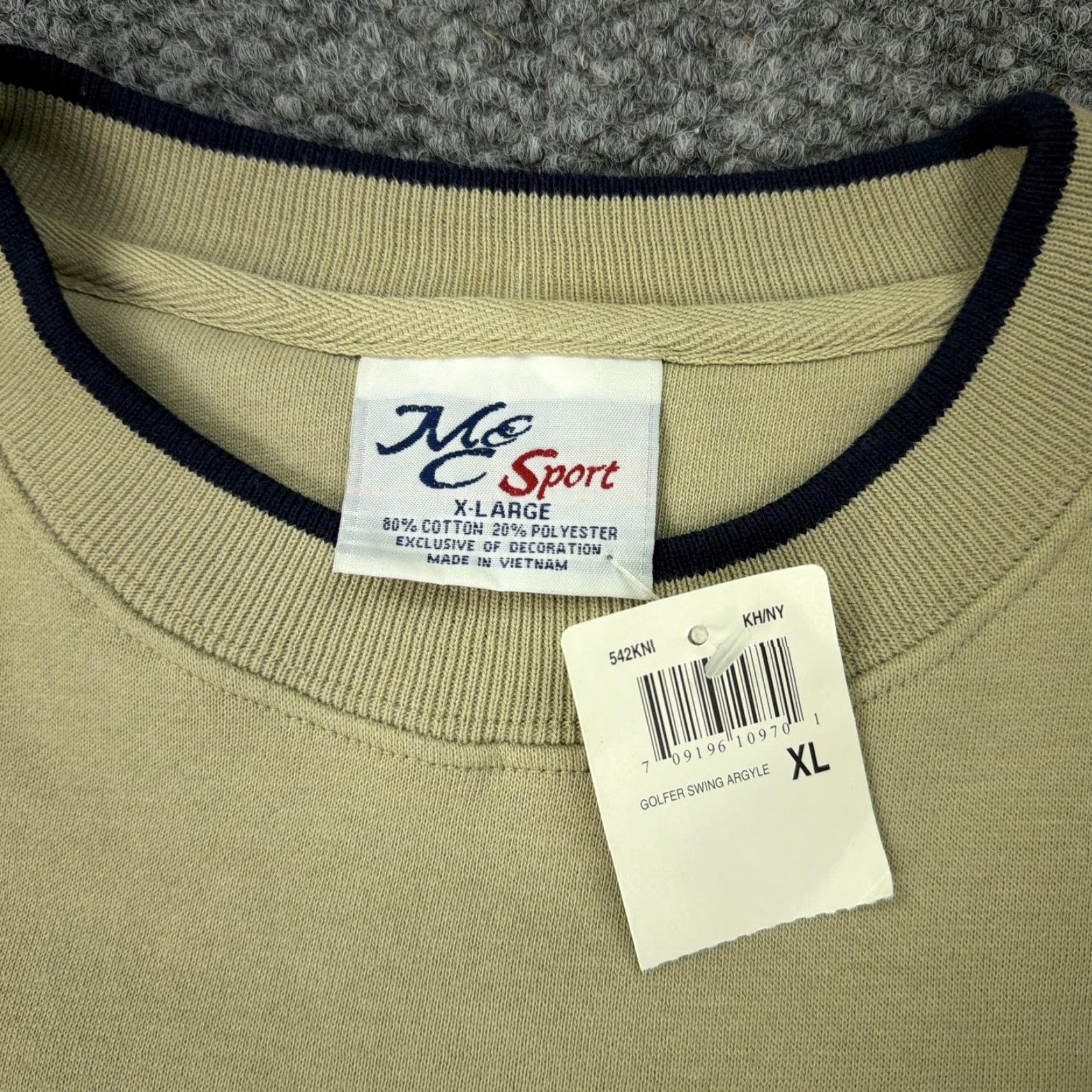 Vintage VINTAGE Mc Sport Sweatshirt Mens XL Khaki Argyle Crewneck Golf Pullover Graphic Print Embroidered Knit Cotton Polyester Sports Muscled? Size US XL / EU 56 / 4 - 5 Thumbnail