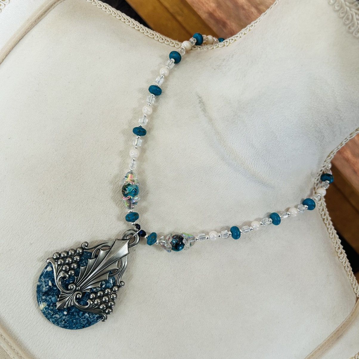 Handmade Handcrafted art glass bead crystal art deco orgone necklace Size ONE SIZE - 1 Thumbnail
