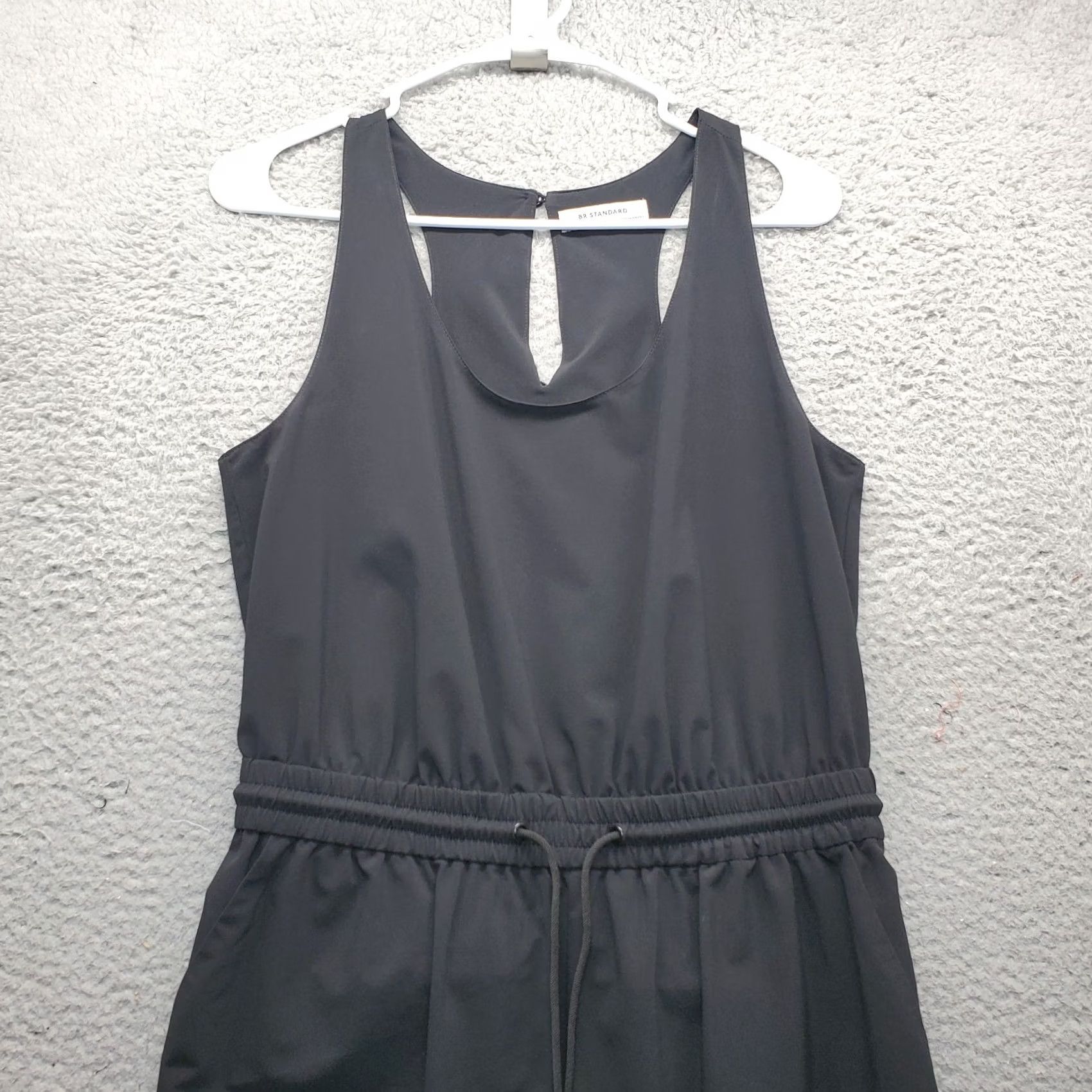 Vintage BR Standard Jumpsuit Womens Small Black One-Piece Sleeveless Drawstring Waist Size 28" / US 6 / IT 42 - 4 Thumbnail