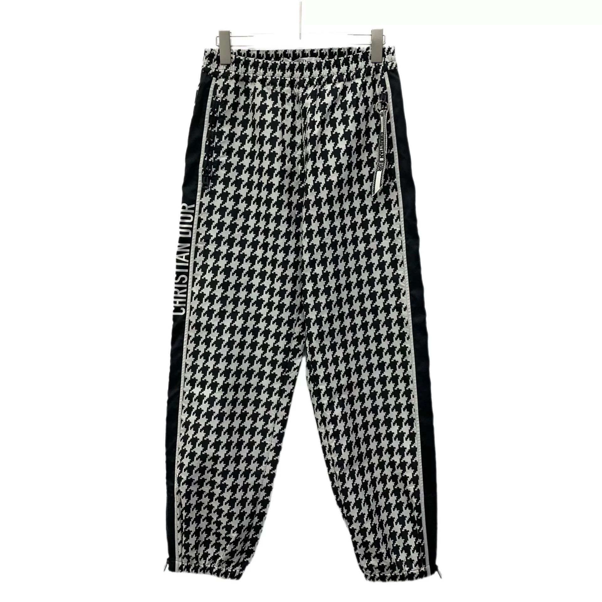 black houndstooth print jogger pants XS