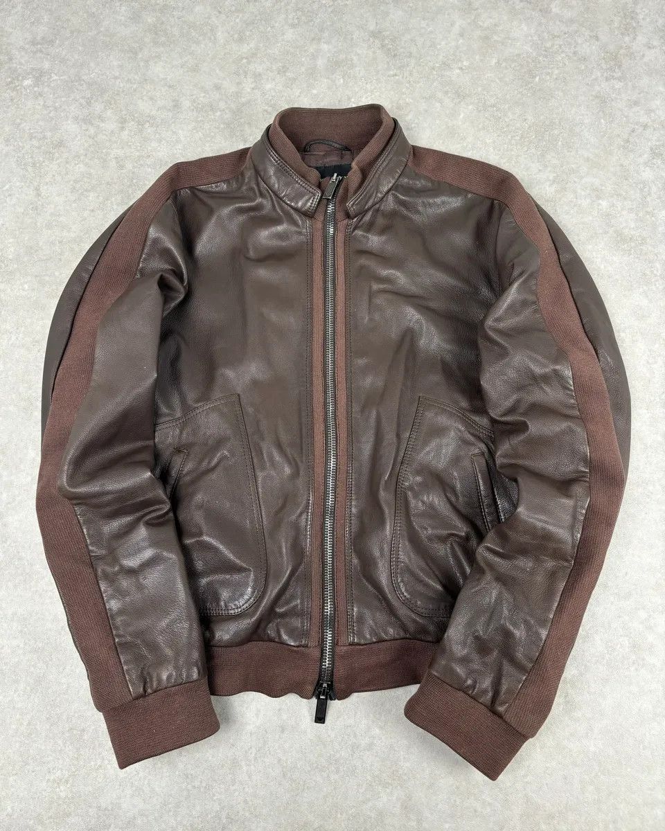 Emporio Armani SS2008 Emporio Armani Brown Lined Leather Biker Jacket Size US L / EU 52-54 / 3 - 1 Thumbnail