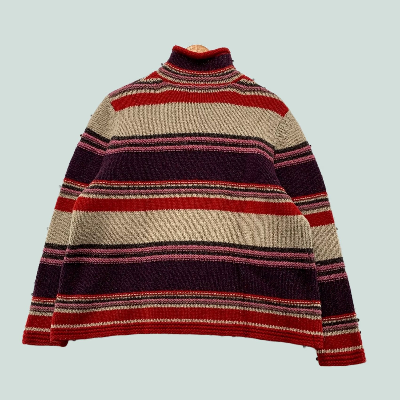 Eddie Bauer Eddie Bauer Wool Turtleneck Sweater Womens XL Red Striped Knit Lambswool Size XL / US 12-14 / IT 48-50 - 1 Thumbnail