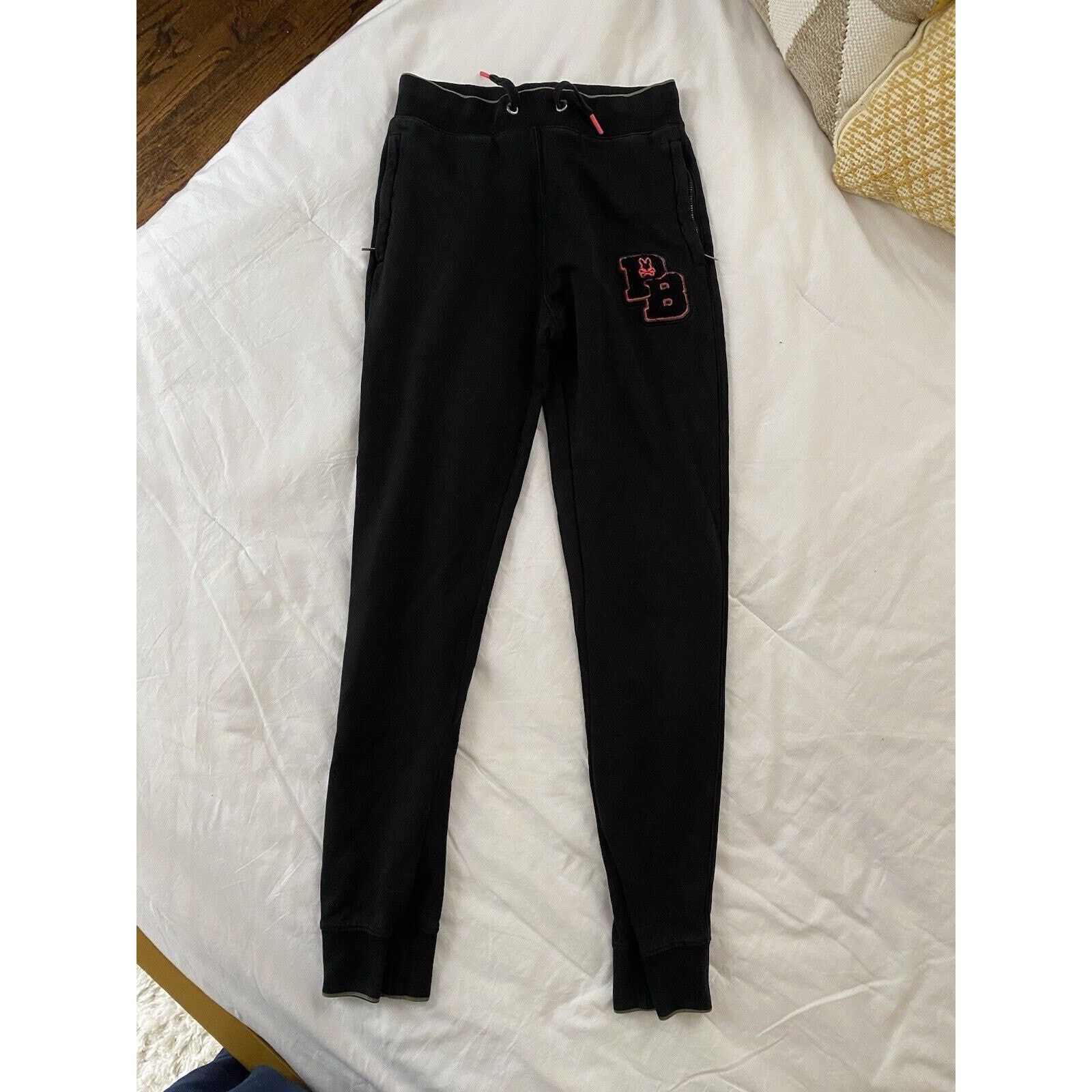 Psycho Bunny Psycho Bunny Sweatpants Men's L Patchin Chenille Bunny Black Size US 30 / EU 46 - 1 Thumbnail