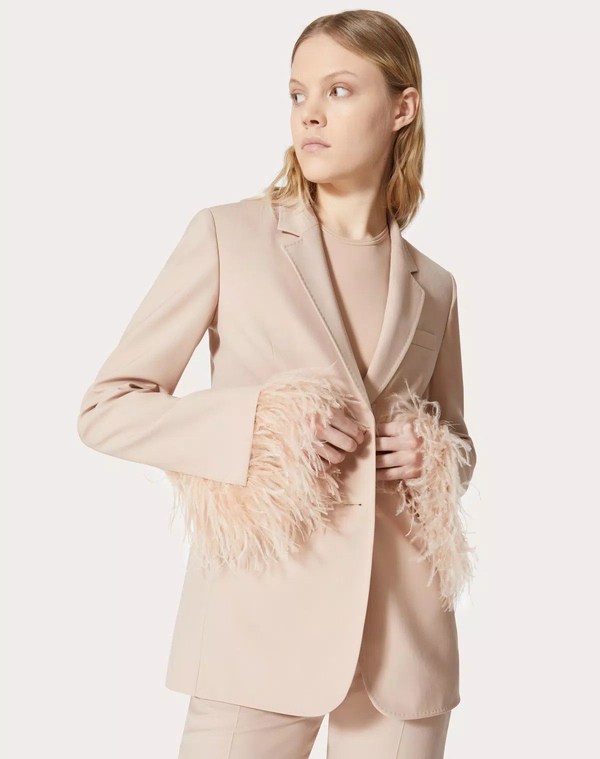 Valentino o1s1wg110426 Dry Tailoring Wool Embroidered Blazer in Sand Size XS / US 0-2 / IT 36-38 - 7 Thumbnail