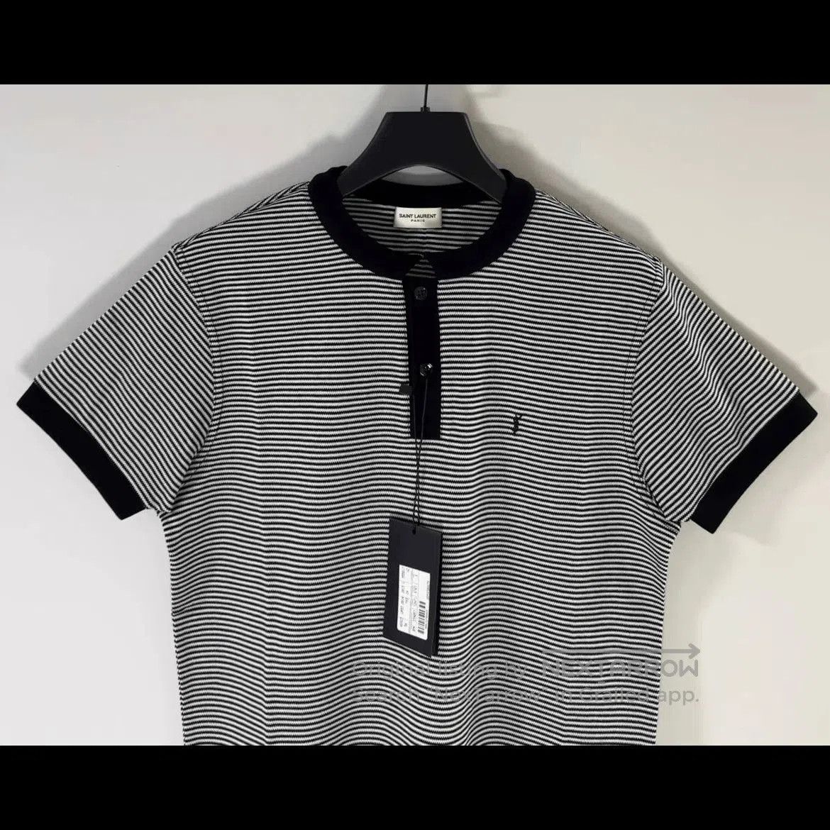 Saint Laurent Paris Saint Laurent Paris Henry Neck Grey Stripe Tee. Size US S / EU 44-46 / 1 - 3 Thumbnail