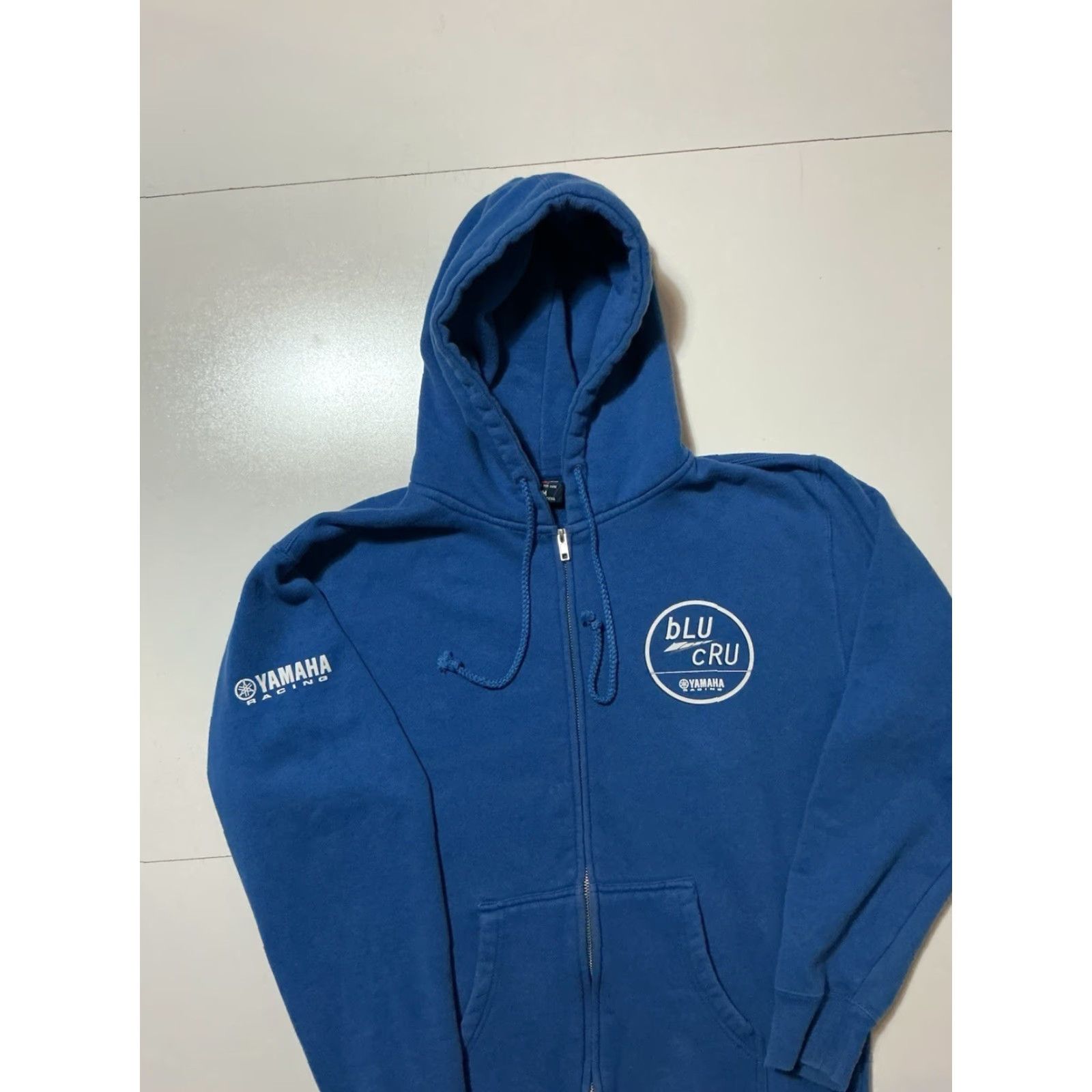 Vintage Yamaha Racing Blues Cru Motorsports MX Dirt Bike Blue Full Zip Fleece Hoodie M Mens Blue Full Zip Hoodie Size US M / EU 48-50 / 2 - 3 Thumbnail