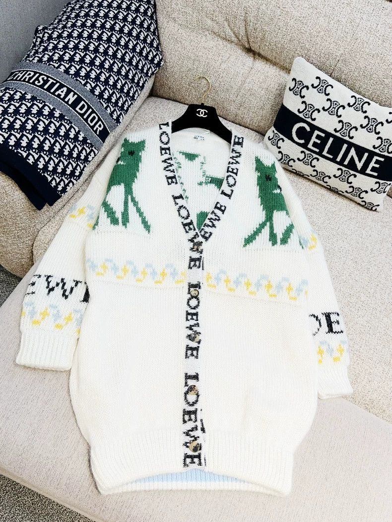 Loewe Loewe Green deer pattern long sleeve horsehair sweater Size XS / US 0-2 / IT 36-38 - 2 Thumbnail