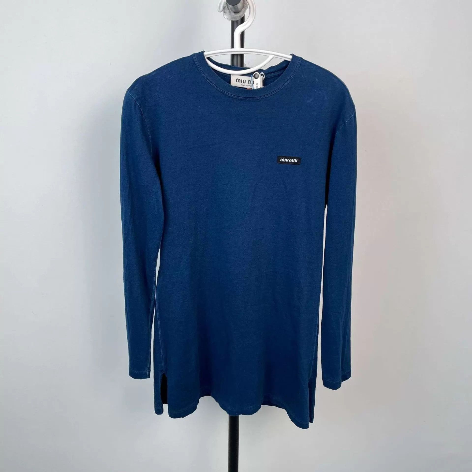 Miu Miu Blue Long-Sleeve Shirt with Side Slits - XS Size US XS / EU 42 / 0 - 1 Thumbnail