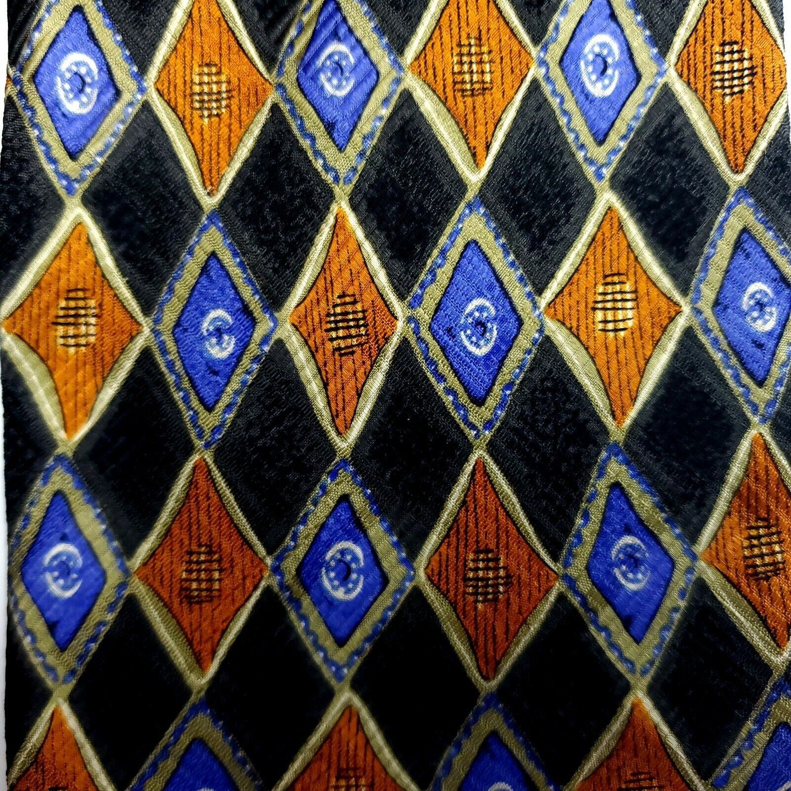 Robert Talbott Robert Talbott Gray Orange Blue Geometric Silk Tie Short Wid Size ONE SIZE - 2 Thumbnail