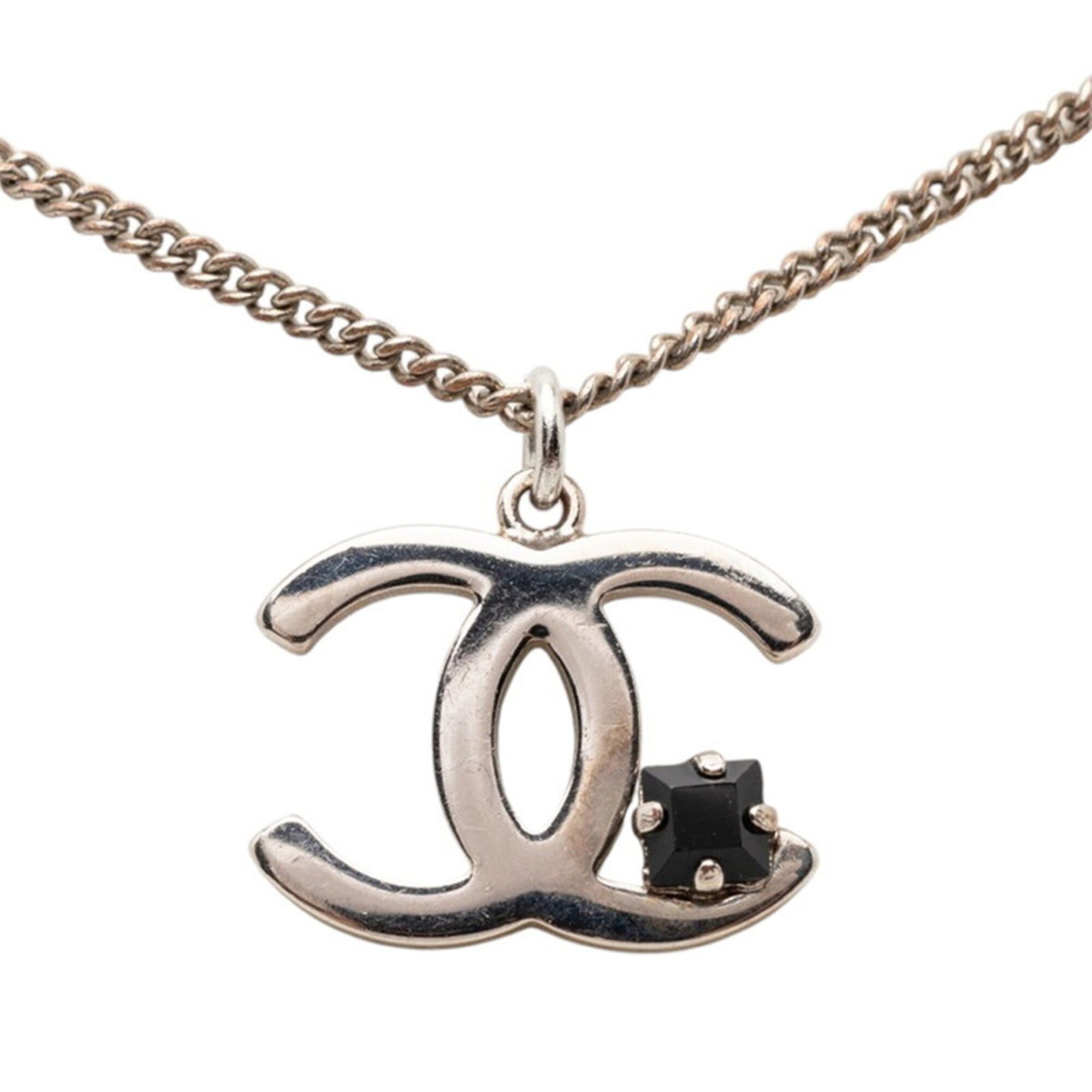 Chanel Chanel Coco Mark Necklace, Silver, Black Metal, Colored Stone, Women's CHANEL Size ONE SIZE - 1 Thumbnail