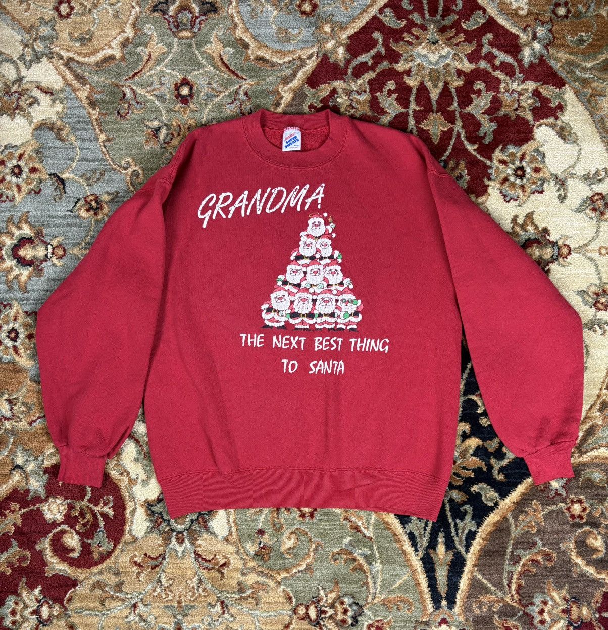 Jerzees × Vintage Vintage 80s Jerzees Grandma Christmas Crewneck Sweatshirt Size L / US 10 / IT 46 - 1 Thumbnail