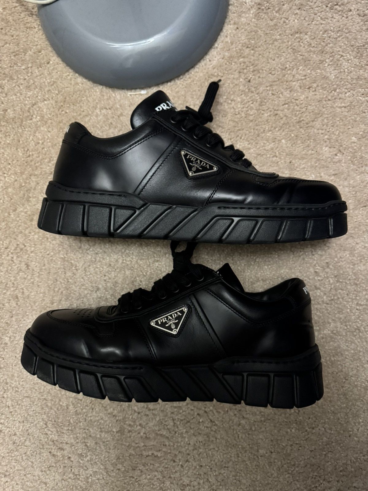 Prada Prada 2ee378 All Black Leather Sneakers | Grailed