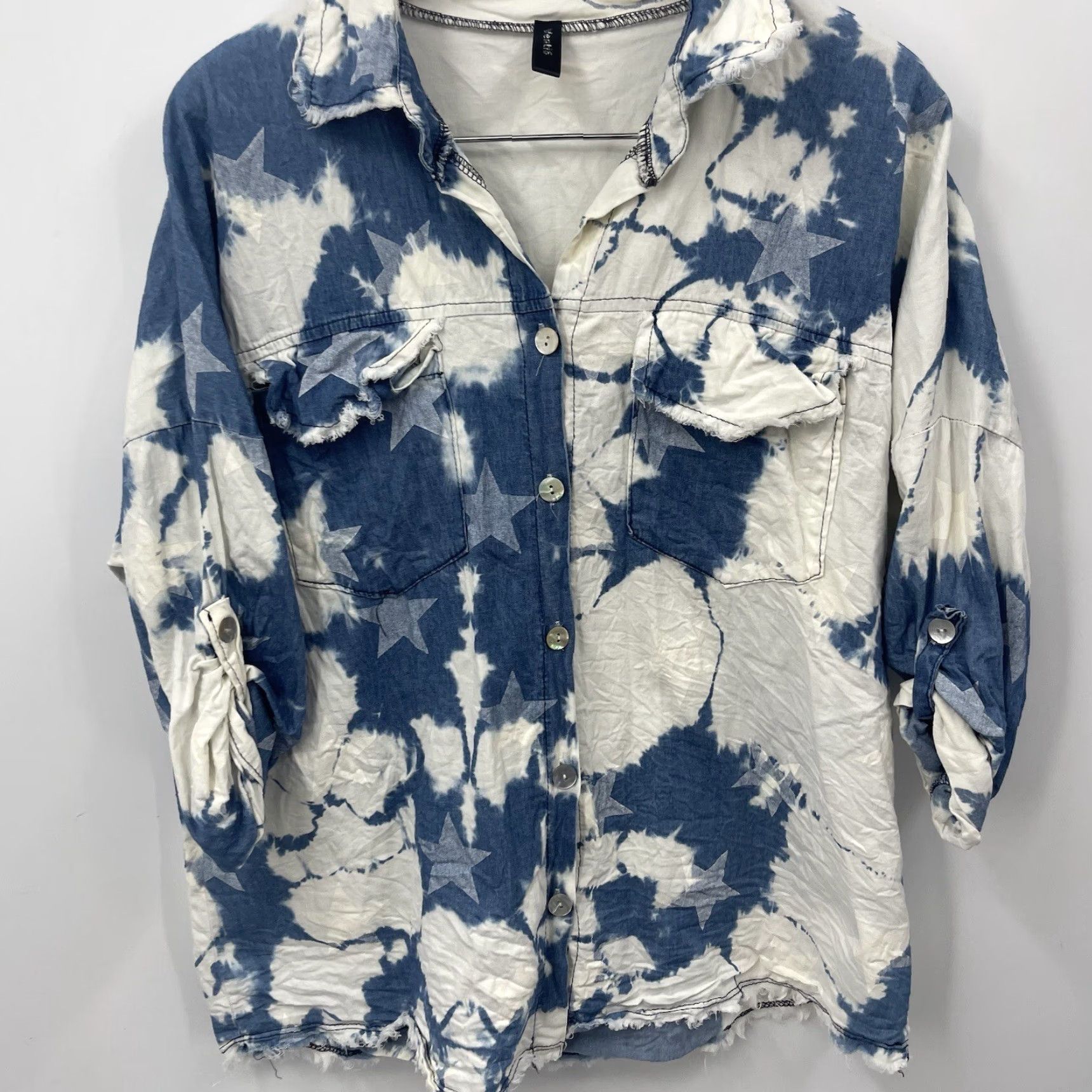 Vintage Venti6 Shirt Womens M Button Down Grunge Style Long Boho Stars Chambray READ Size M / US 6-8 / IT 42-44 - 4 Thumbnail