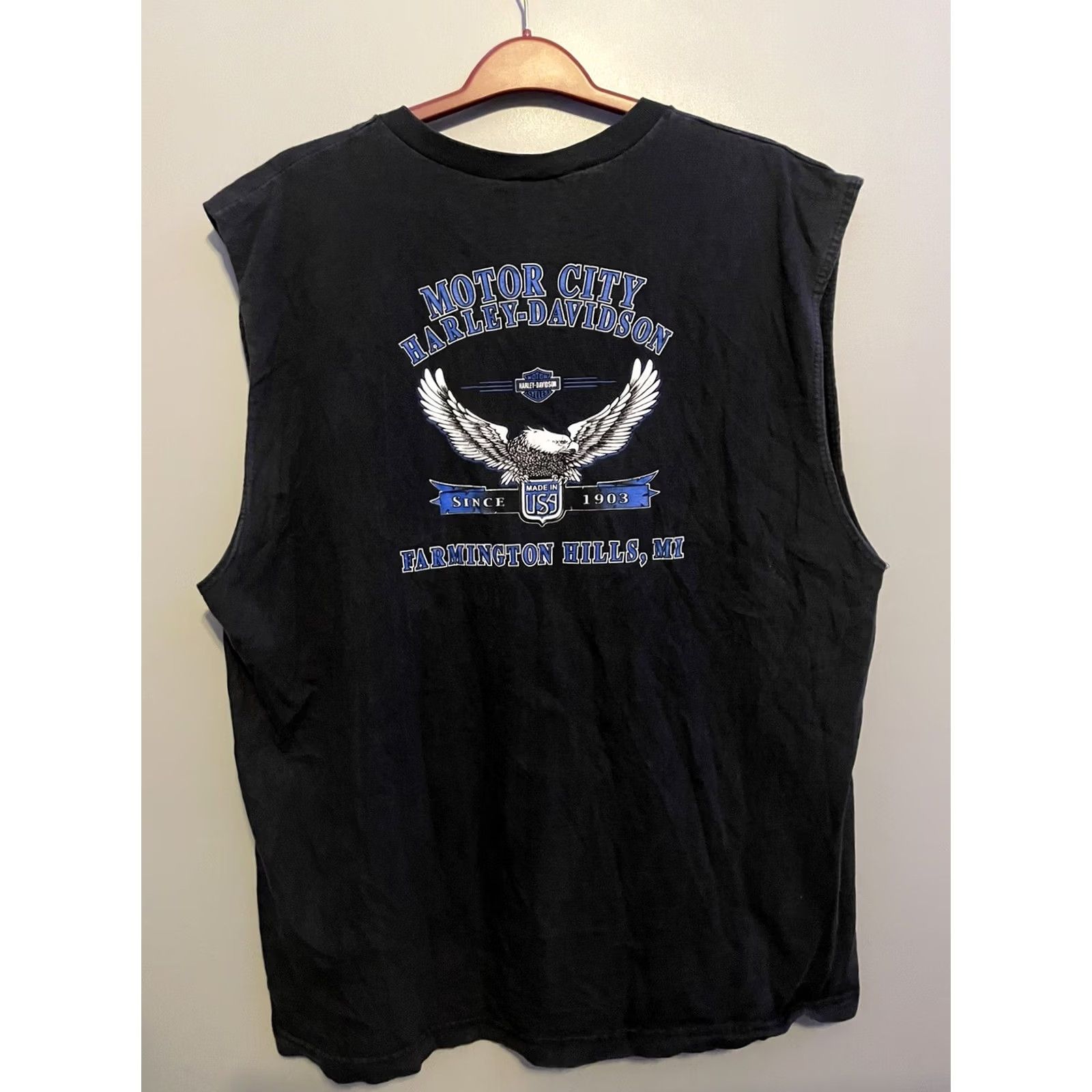 Harley Davidson VINTAGE Harley-Davidson Shirt 3XL Black Blue Thunder Lightening Tank Top Unisex 1990s Grunge Shirt Mens Womens Size US XXL / EU 58 / 5 - 5 Thumbnail