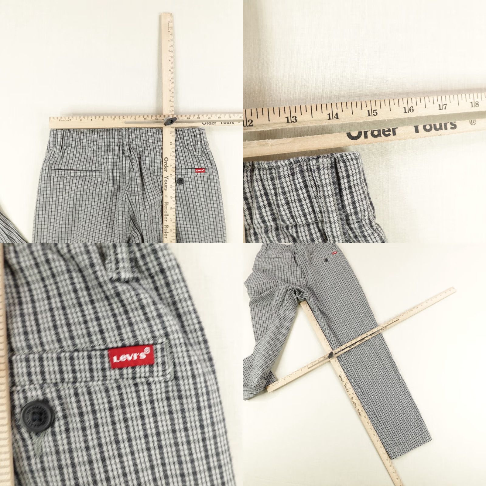 Levi's Levis Pants Mens Small Gray Plaid XX Chino EZ Elastic Waist Twill Straight Leg Size US 29 - 8 Thumbnail