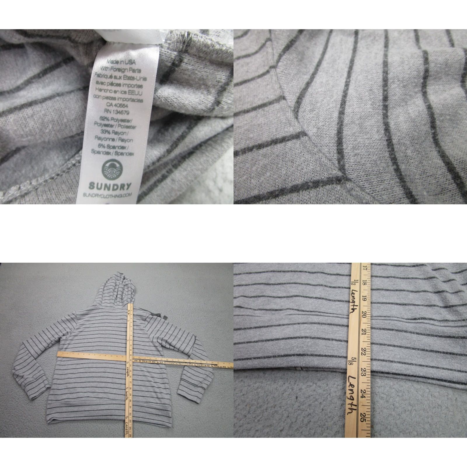 Sundry Sundry Sundry Brand Sundry Gray Striped Zip Hoodie Sweatshirt Fleece Polyester Blend Wool? No. Size M / US 6-8 / IT 42-44 - 8 Thumbnail
