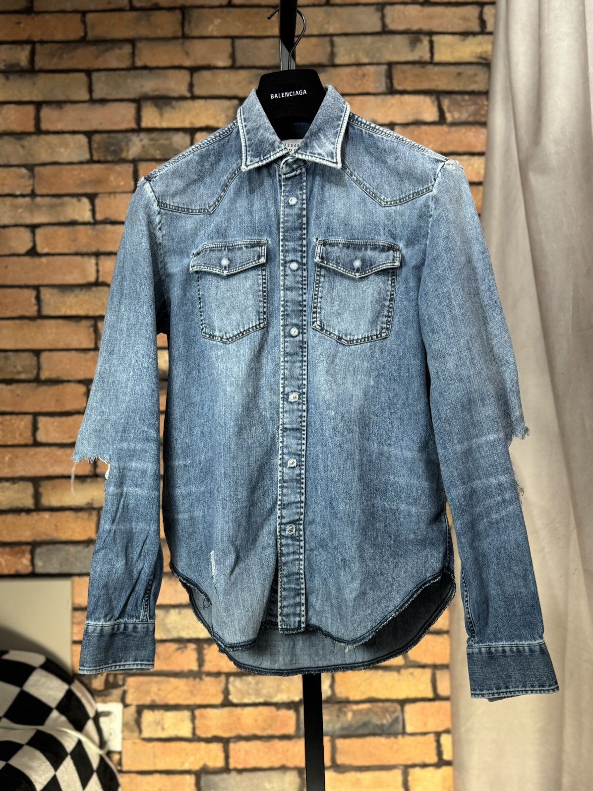 Maison Margiela SS16 DESTROYED DENIM SHIRT DISTRESSED BLUE Size US S / EU 44-46 / 1 - 1 Thumbnail