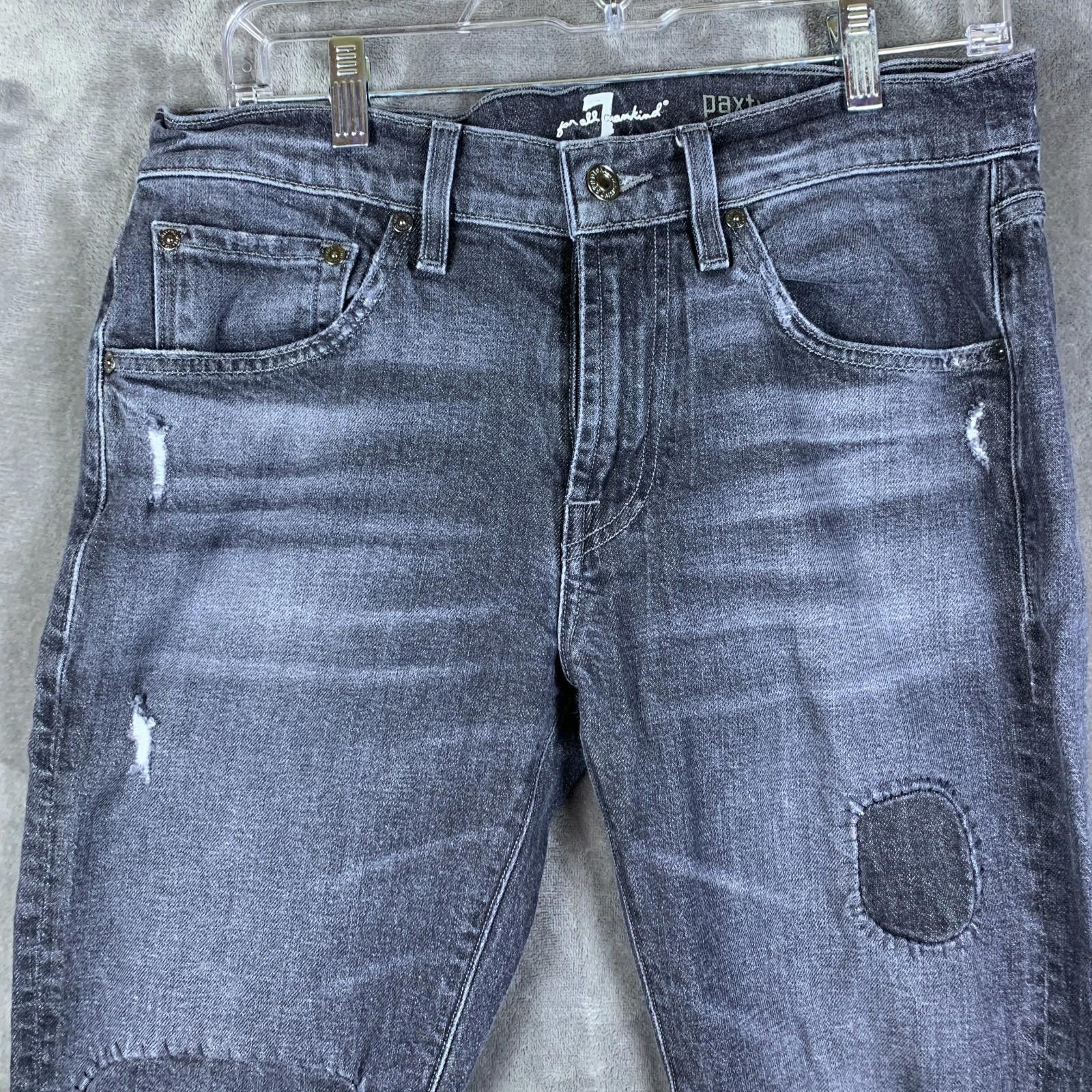 7 For All Mankind 7 For All Mankind Paxtyn Jeans Men's 33X32 Black Patches 323 Size US 33 - 5 Thumbnail