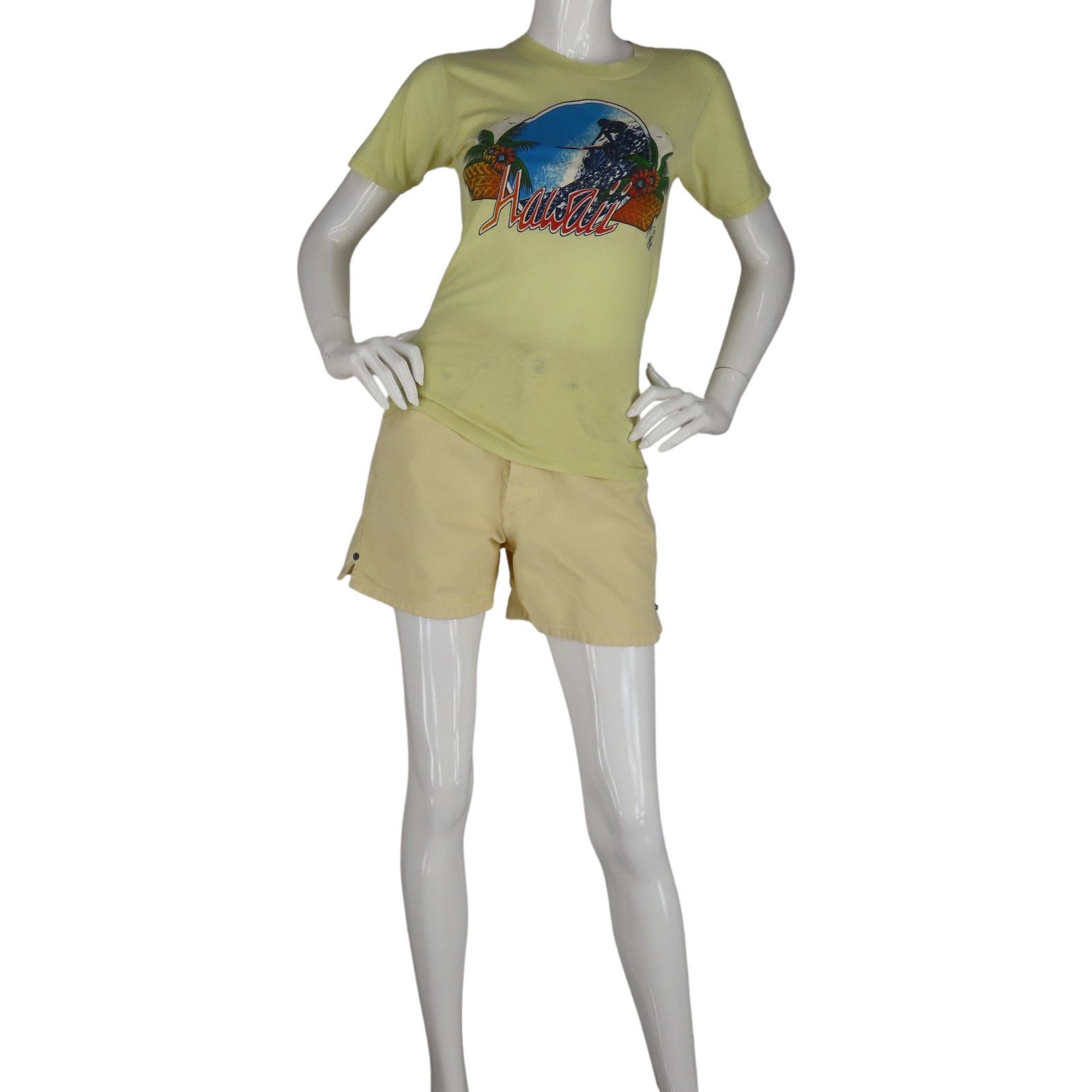 Vintage Vintage Poly Tees Hawaii Surf Hibiscus T-Shirt Size US XXS / EU 40 - 7 Thumbnail