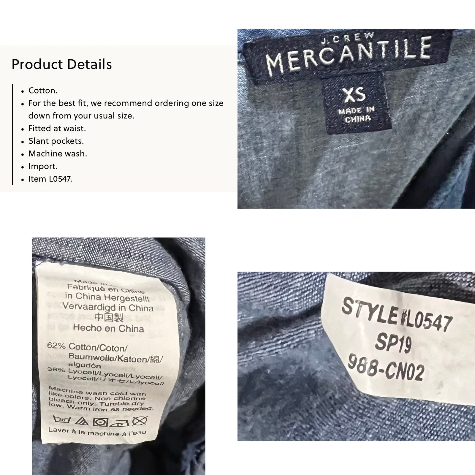 J.Crew J.Crew Women’s Denim Jumpsuit One Piece Blue Stretch Waist Cropped V-Neck XS Adults Women Size 26" / US 2 / IT 38 - 8 Thumbnail