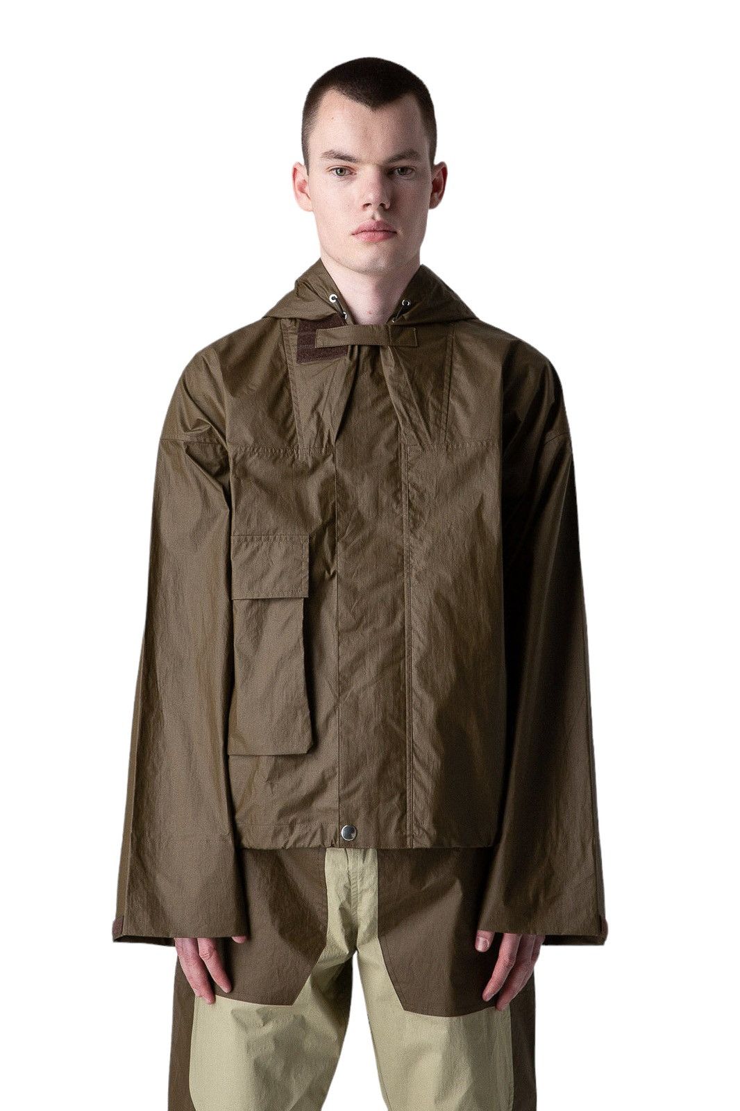 image of Arnar Mar Jonsson $1,110 Skel Oversized Boxy Parka Anorak in Green, Men's (Size Medium)